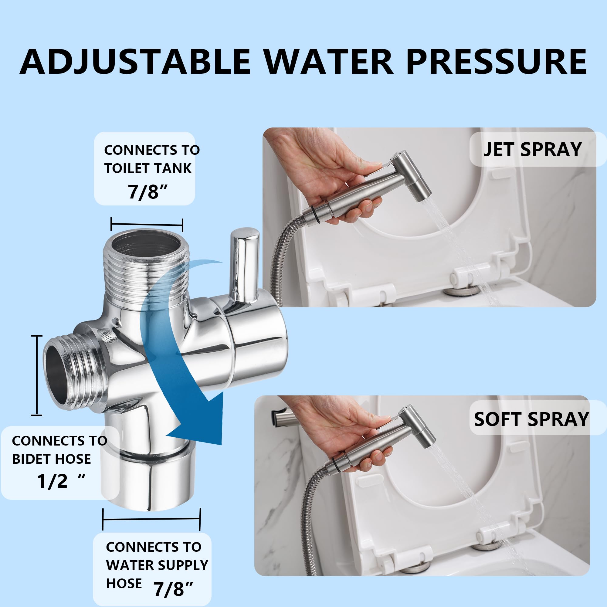 Premium Stainless Steel Handheld Bidet Sprayer for Toilet - Anti-Leak Hose, Wall or Toilet Mount - Perfect for Feminine Hygiene, Baby Cloth Diaper Wash & Bathroom Cleaning
