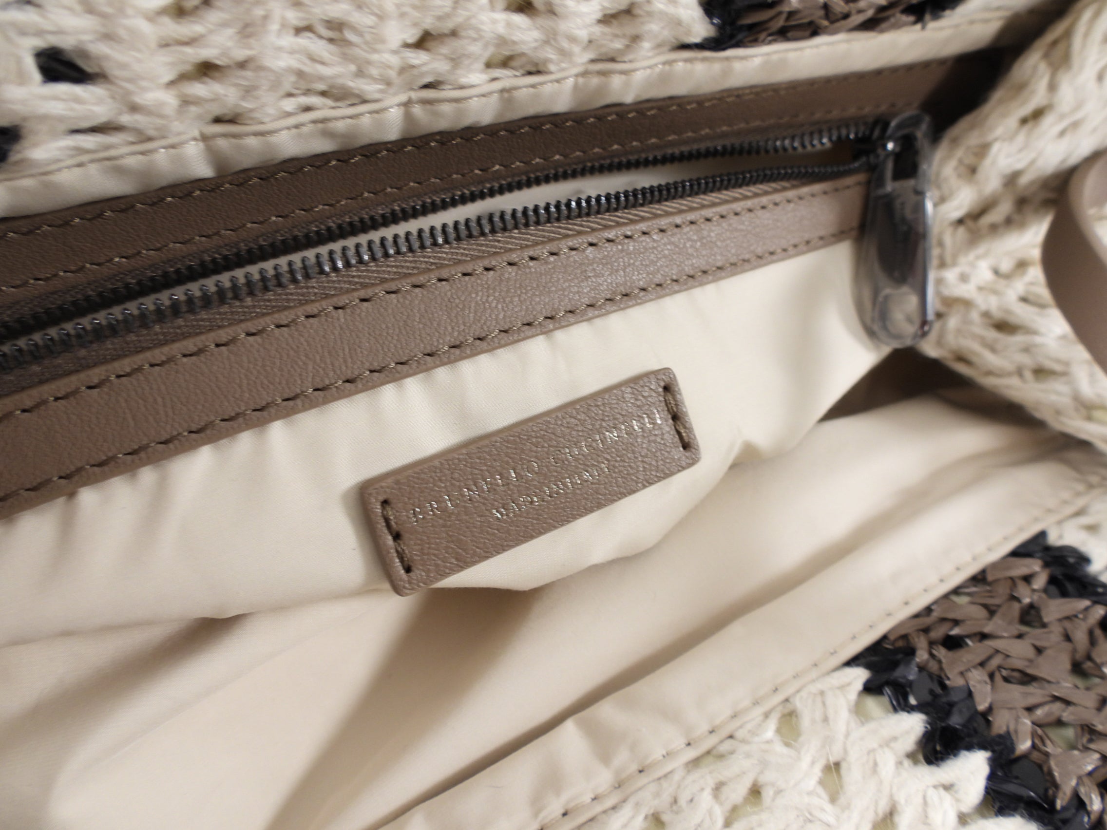 Brunello Cucinelli Woven Stripe Clutch Bag for Women - Luxury Designer Handbag with Leather Accents - Perfect for Evening Events, Parties & Special Occasions