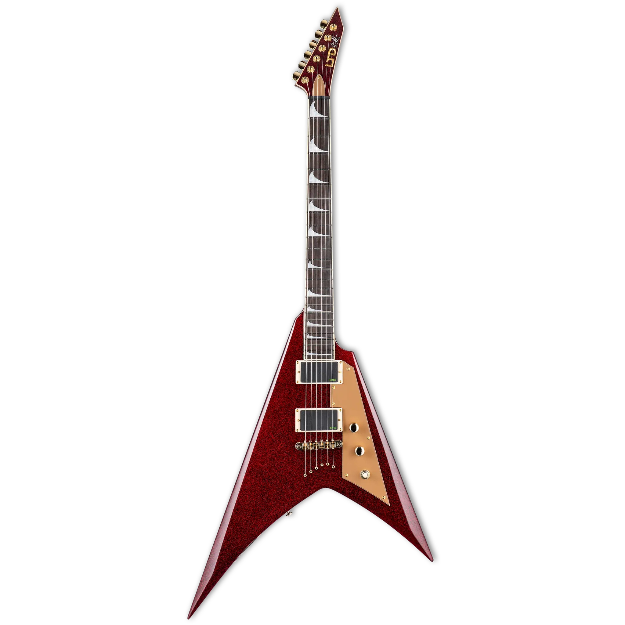 ESP LTD Kirk Hammett Signature V Electric Guitar - Red Sparkle Finish | Perfect for Metal, Rock & Stage Performances