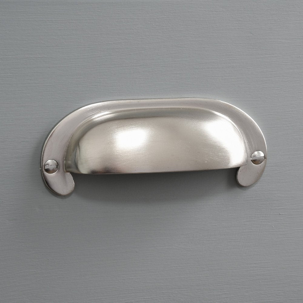 Satin Nickel Large Curved Hooded Drawer Handle - Elegant Cabinet Pulls for Kitchen & Bathroom Renovation - Perfect for Modern Home Decor and Furniture Upgrade
