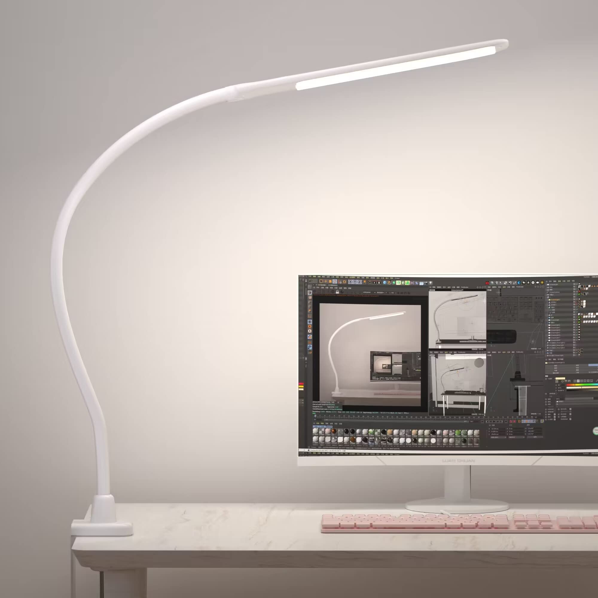 Hokone 10W LED Desk Lamp with Clamp - Dimmable Touch Control for Office & Study