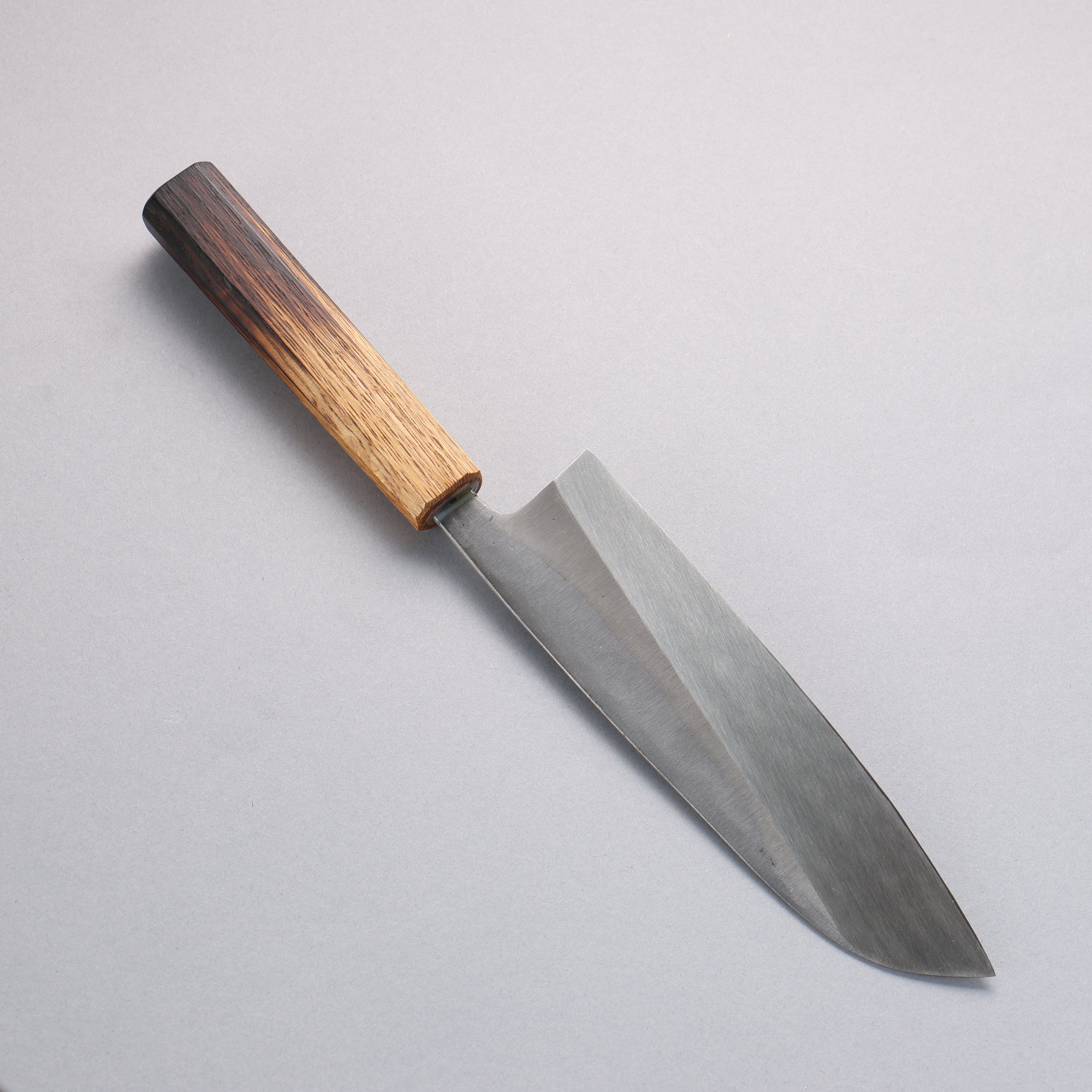 Premium Nakaniida White Steel No.2 Santoku Knife 180mm - Japanese Chef Knife with Migaki Finish & Burnt Oak Handle - Perfect for Slicing, Dicing, and Chopping Vegetables, Meat, and Fish