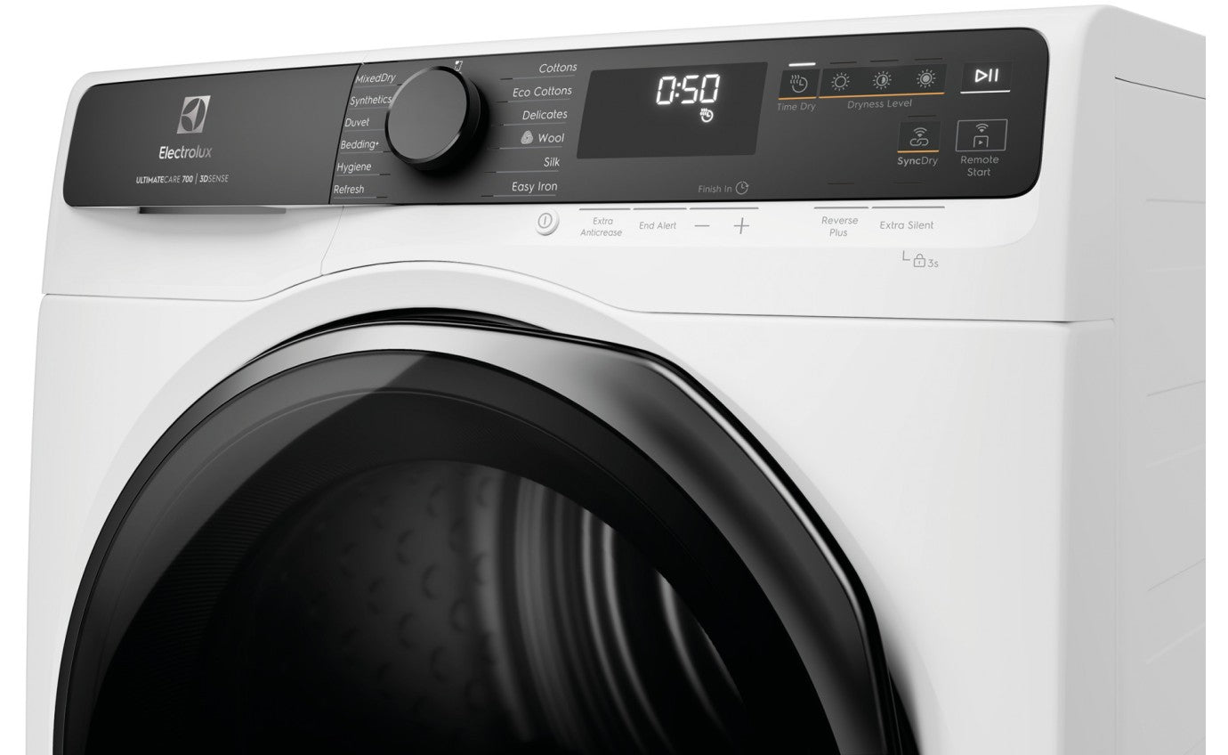 Electrolux 8kg UltimateCare 700 Heat Pump Dryer with 3D Sense Technology - EDH803R7WC - Energy Efficient Laundry Solution for Homes & Apartments