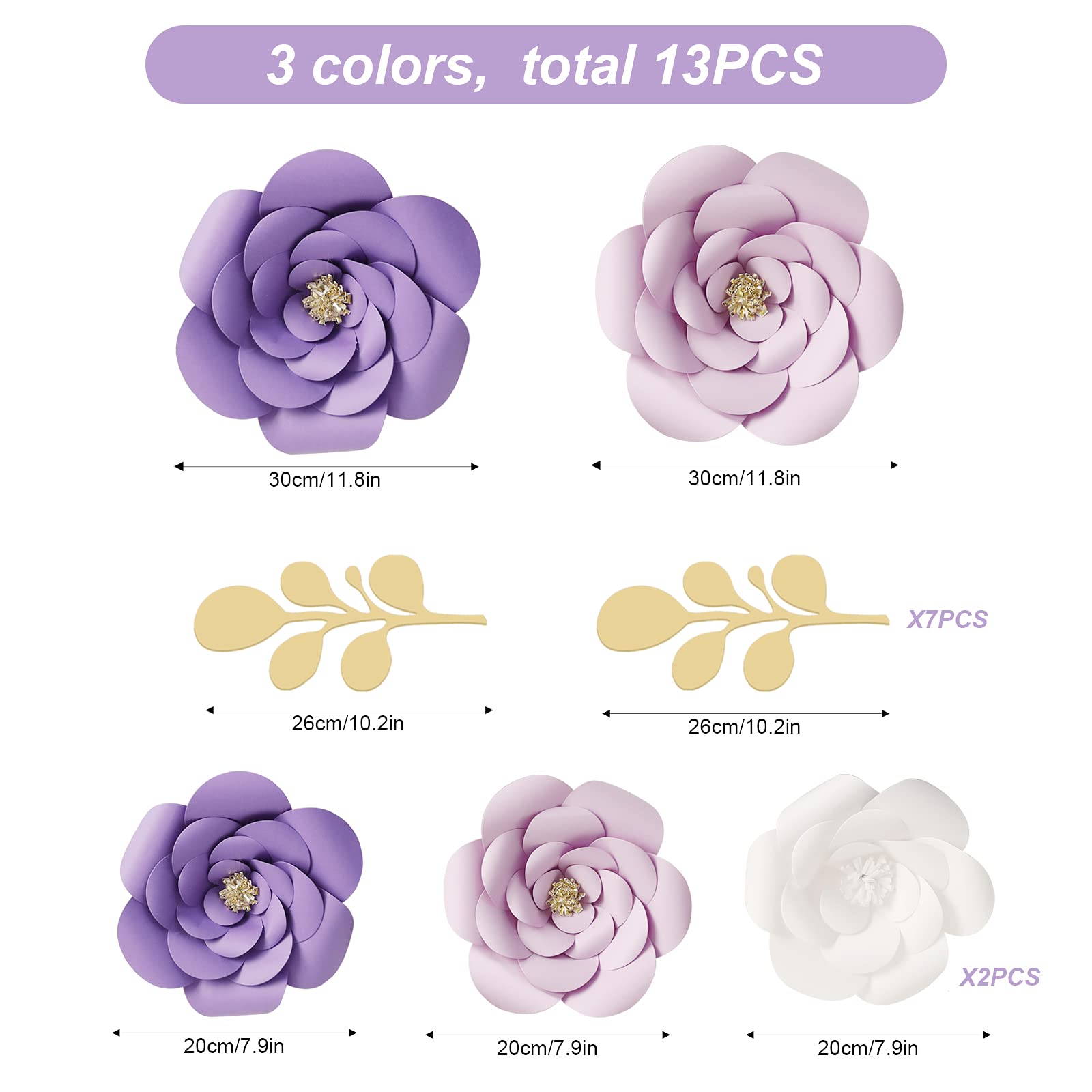 3D Purple Paper Flower Wall Decor - Artificial Floral Wedding Centerpiece, Bridal Shower Backdrop, Birthday Party & Nursery Decorations - Perfect for Home, Office, and Event Decoration