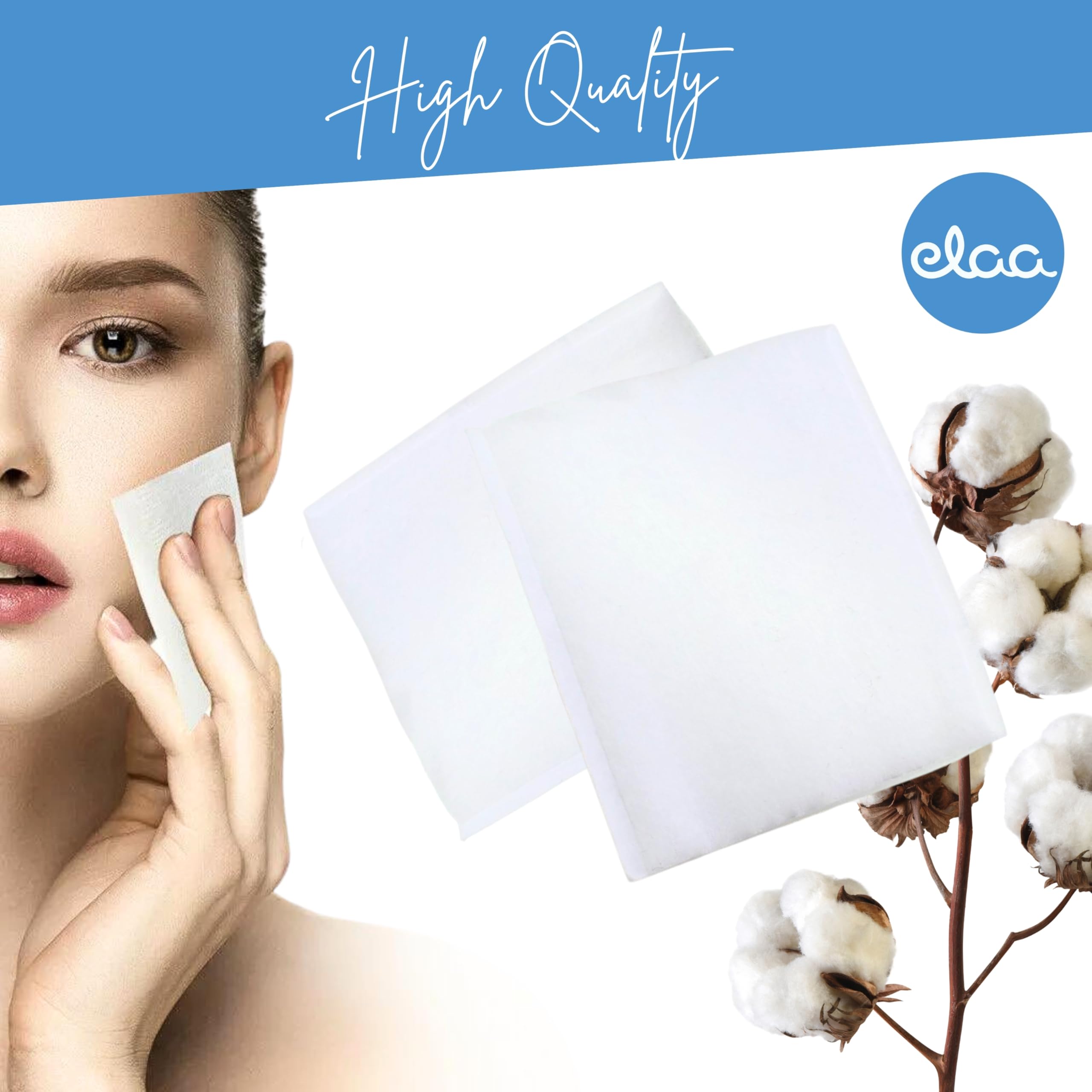 Premium Cotton Pads for Makeup Removal, Baby Care & Medical Use | Soft Rectangle Wipes 6x5cm, White - 100 Pack | Gentle Skincare, Newborn Hygiene & First Aid Essentials