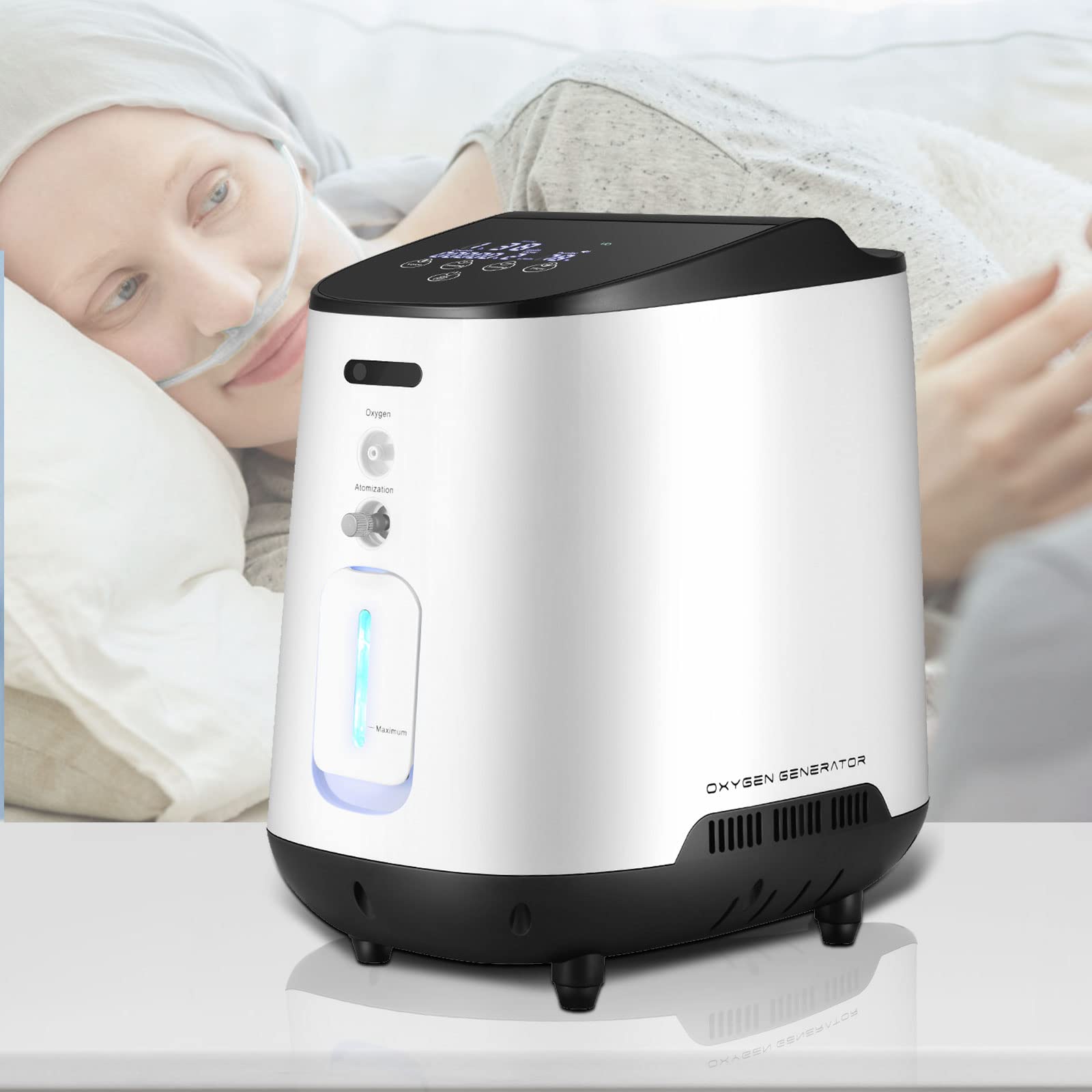 1-7 Liter Adjustable Household Oxygen Concentrator Machine for Home Use - 93% Oxygen Purity, Continuous Flow Generator - Perfect for COPD Patients, Elderly Care & High Altitude Travel