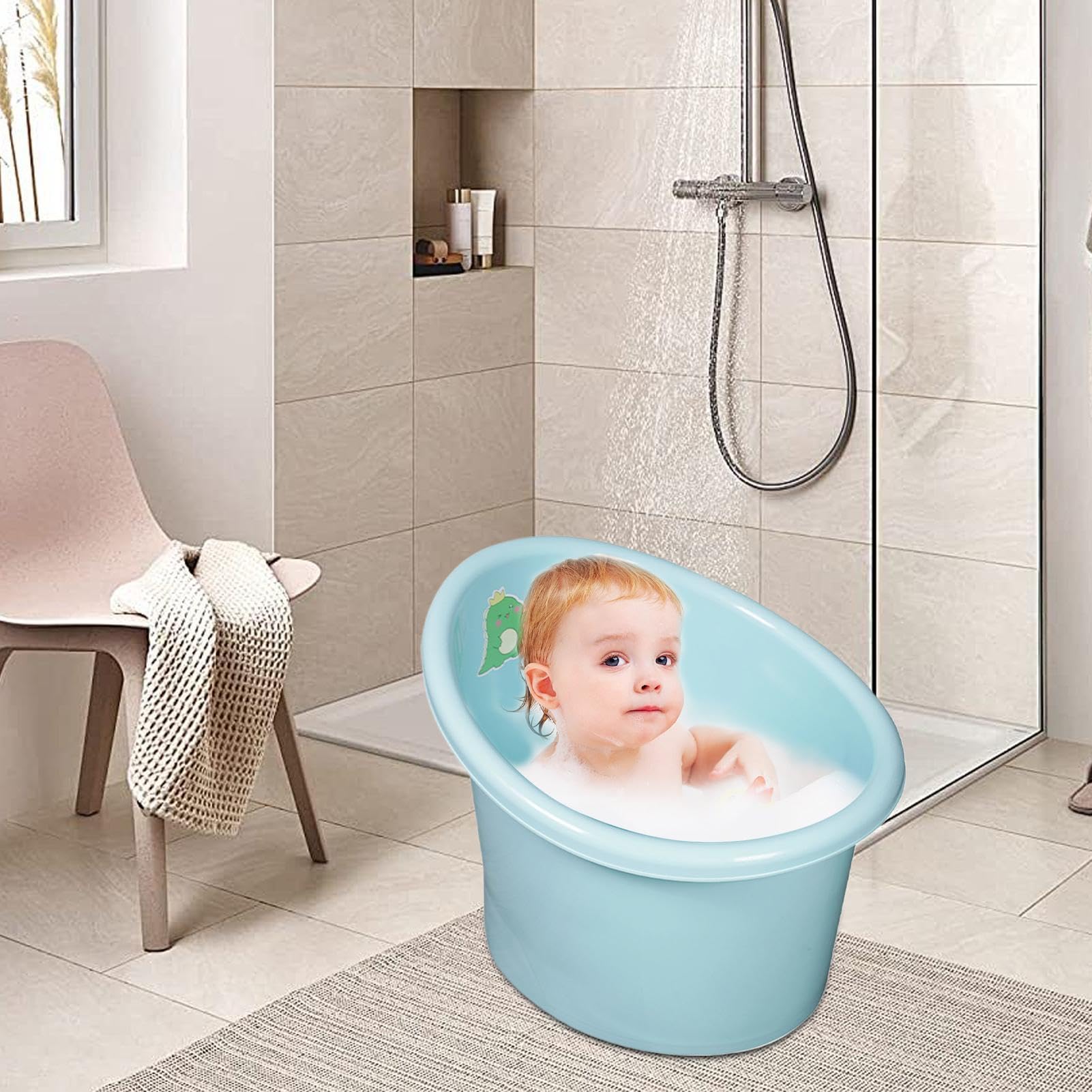 Portable Insulated Toddler Travel Bathtub - Ergonomic Non-Slip Baby Bath Tub for Comfortable Bathing at Home & On The Go | Perfect for Travel, Camping & Small Spaces