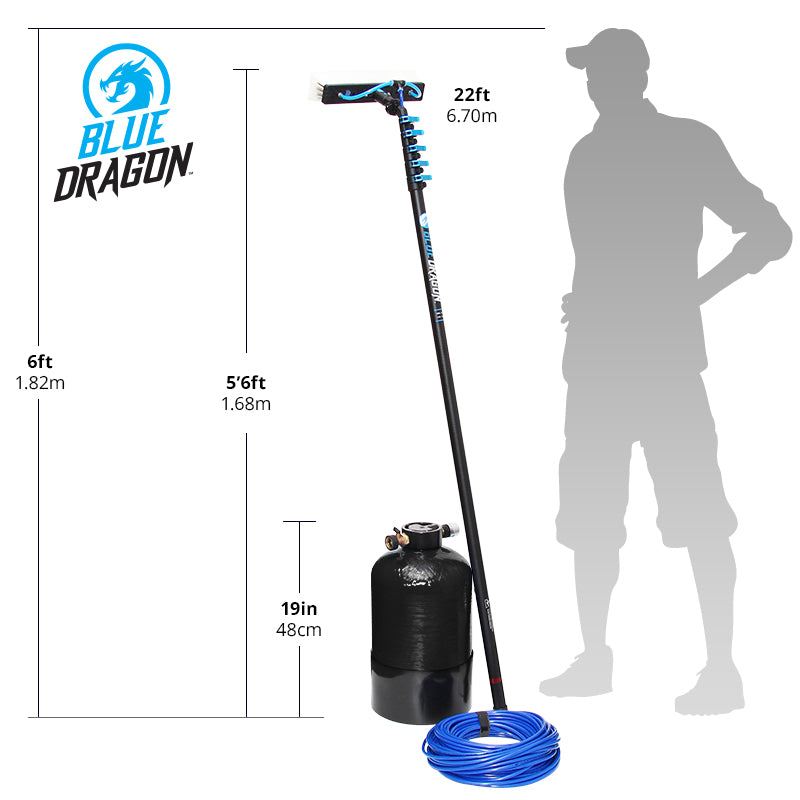 Blue Dragon Water Fed & DI Tank Starter Kit - Black | Professional Window Cleaning System for Home & Commercial Use