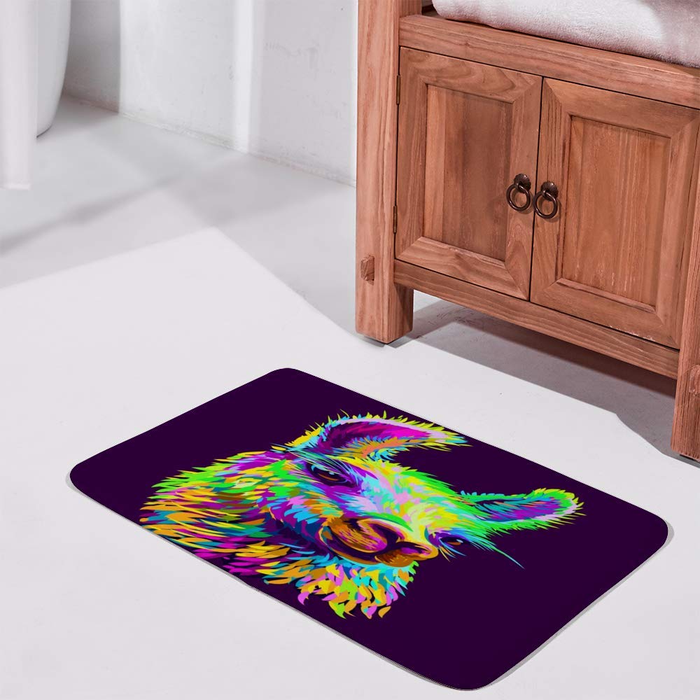 Non-Slip Llama Print Bathroom Rug - Soft Coral Fleece Shower Mat with Abstract Design, Absorbent & Cozy for Bath Tub, Indoor/Outdoor Use - Perfect for Bathrooms, Showers, and Entryways
