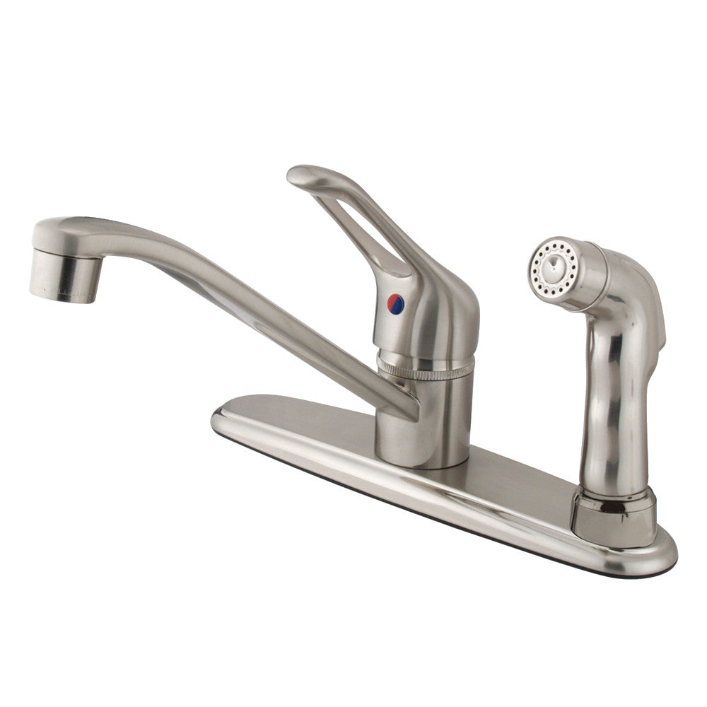 Kingston Brass KB563SNSP Wyndham Single Handle Centerset Kitchen Faucet - Stainless Steel Finish, High Arc Spout, Easy Installation for Modern Kitchens (Perfect for Cooking, Washing Dishes & Food Prep)