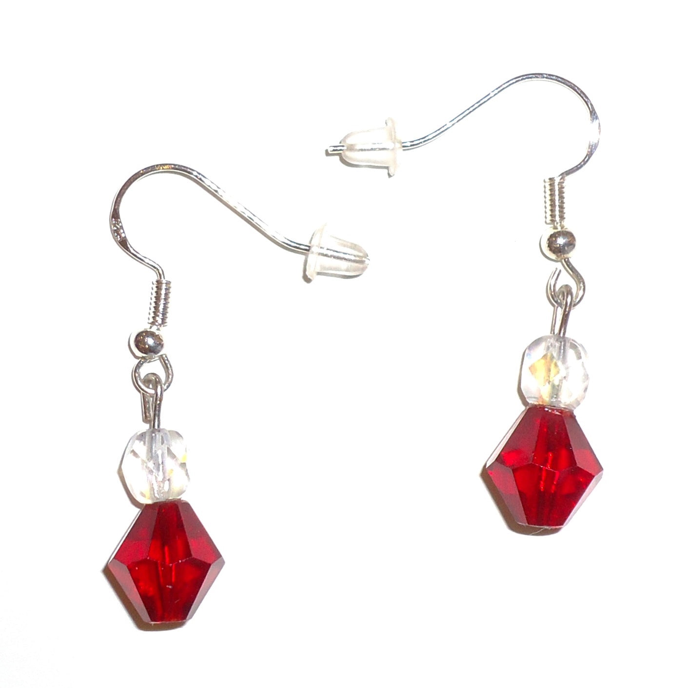 Red Bicone Crystal Earrings for Women - Sparkling Dangle Earrings for Party, Wedding & Evening Wear