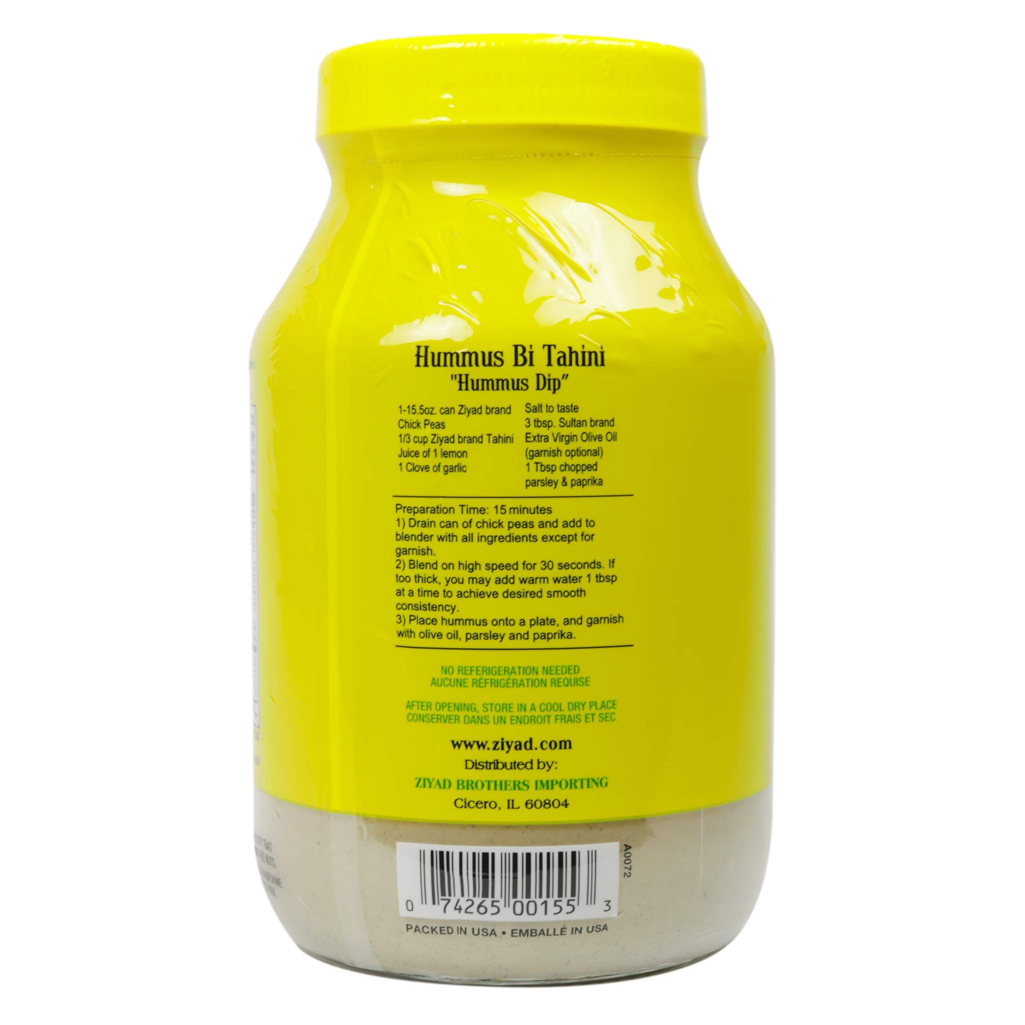Ziyad Premium Tahini Sesame Paste - 100% Natural, No Additives or Preservatives - Perfect for Hummus, Pita Bread, Salads & Cooking - 32oz (Pack of 4) - Ideal for Middle Eastern Cuisine & Healthy Recipes