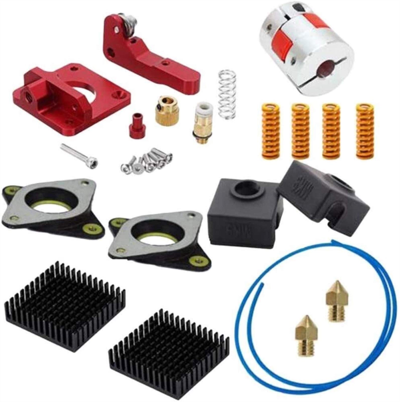 Ender 3 Upgrade Kit - High-Quality Springs, Extruder Sock, Tube, Stepper Dampers, Heatsinks & Coupler for Ender 3 3D Printer | Perfect for DIY 3D Printing Projects & Printer Maintenance