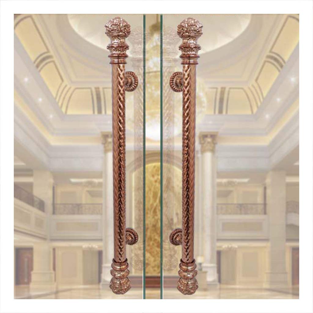 Rose Gold Pull Handle Door Knob - 2 Pack Stainless Steel Flower Design Door Handle with Anti-Slip Rubber Gasket (33.5 Inch) for Home, Office & Cabinet Door Installation | Elegant & Durable Hardware
