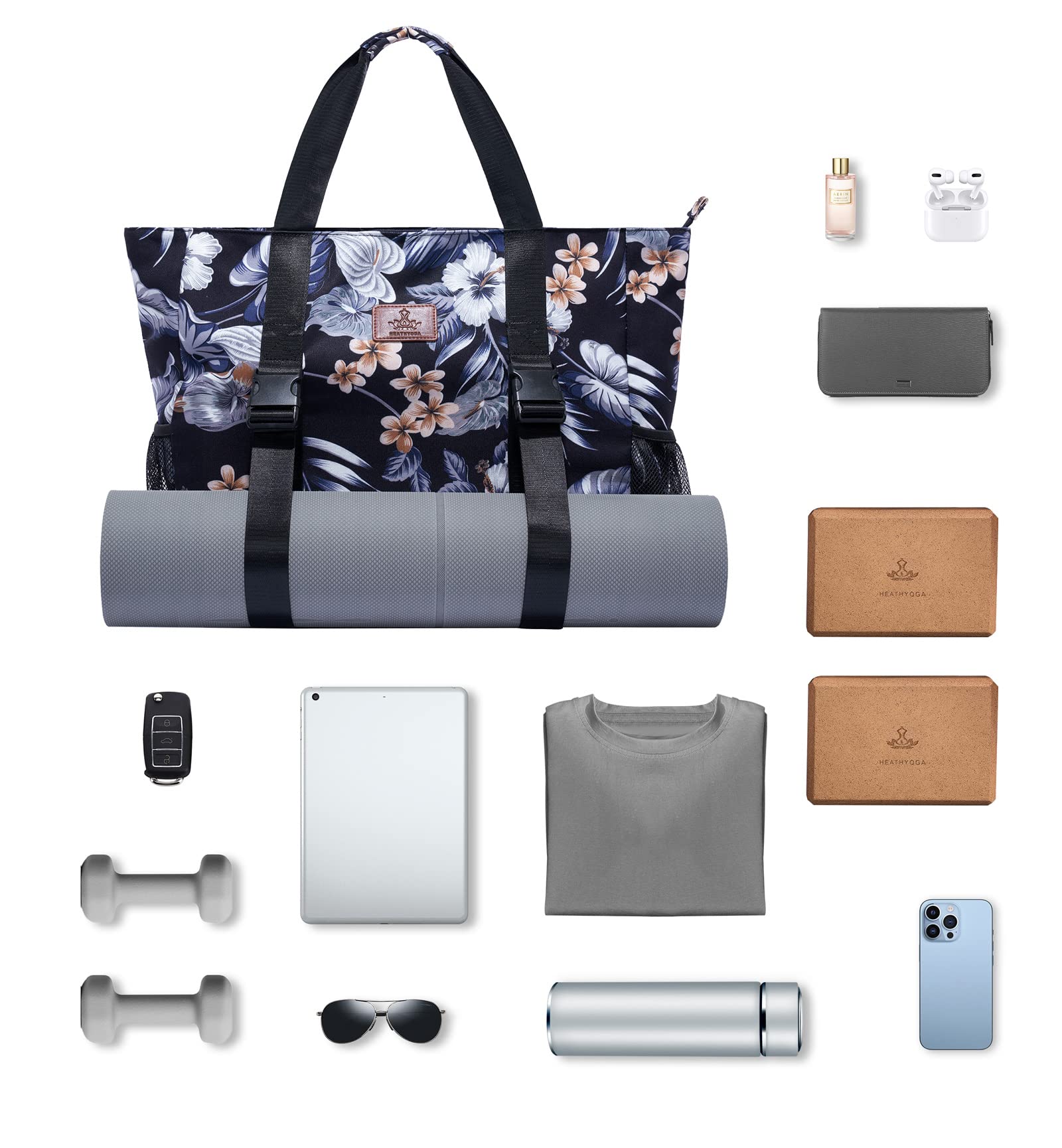 Healthyoga Large Yoga Mat Bag with Carrier Pocket - Multi-Functional Gym Tote for Women | Perfect for Yoga, Pilates, Workouts & Travel