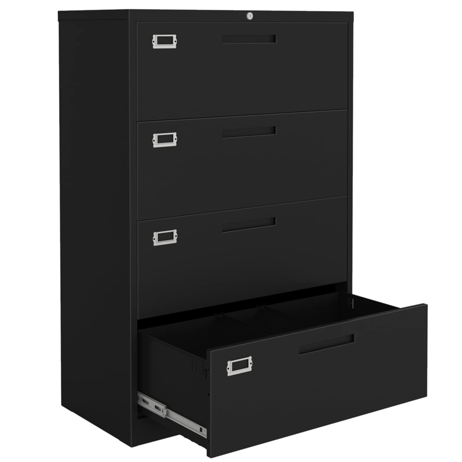 HOMMOO 4-Drawer Steel Locking File Cabinet - Large Lateral Metal Storage Organizer for Home & Office - Holds Letter, Legal, F4 & A4 Files - Black - Perfect for Document Storage & Workspace Organization