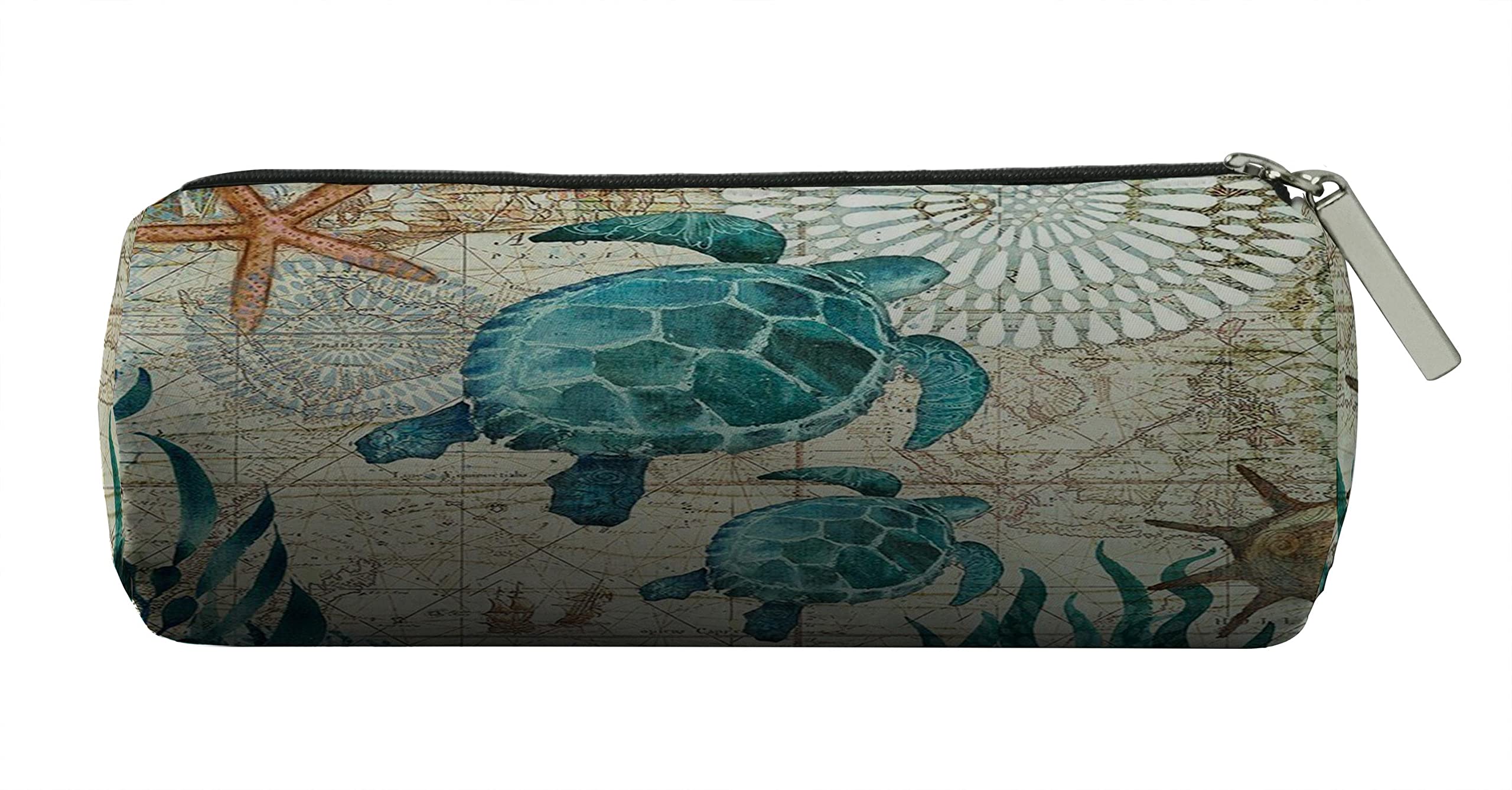 COW GO GO Sea Turtle Print Cosmetic Bag - Waterproof Travel Makeup Organizer with Zipper for Toiletries, Brushes & Essentials - Portable Storage Pouch for Women, Girls & Men - Perfect for Travel, Gym & Daily Use
