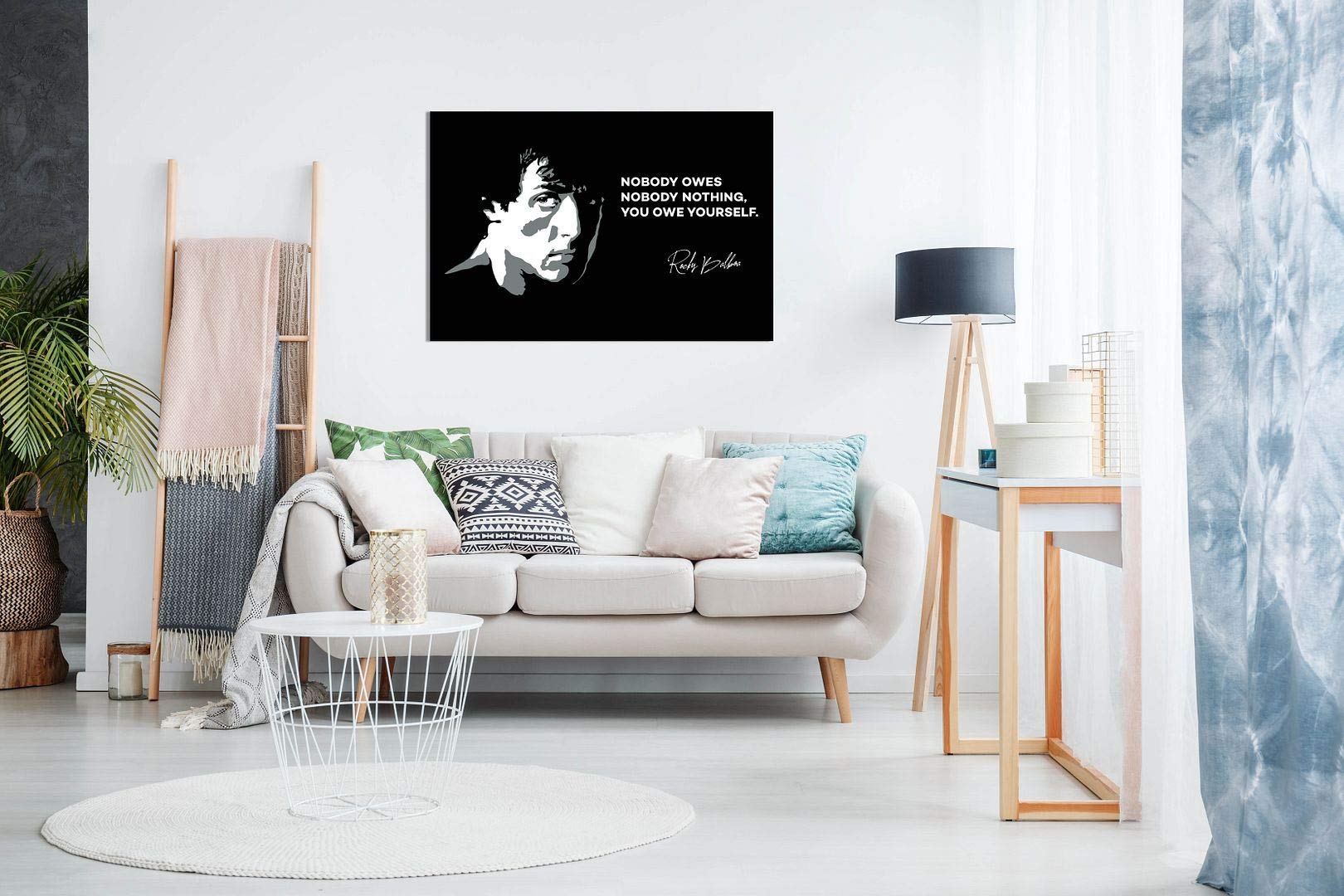 You Owe Yourself Motivational Quote Black & White Canvas Wall Art Print - 36x24 Inch Inspirational Home Decor for Living Room, Bedroom & Office