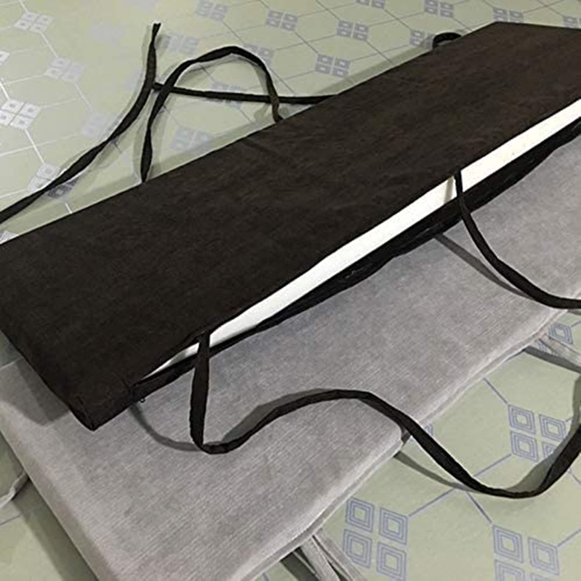 Premium 2-4 Seater Garden Bench Cushion with Secure Ties - Water-Resistant Outdoor/Indoor Patio Furniture Seat Pad (180x40x5cm, Grey) - Perfect for Porch Swings, Deck Chairs & Backyard Lounging