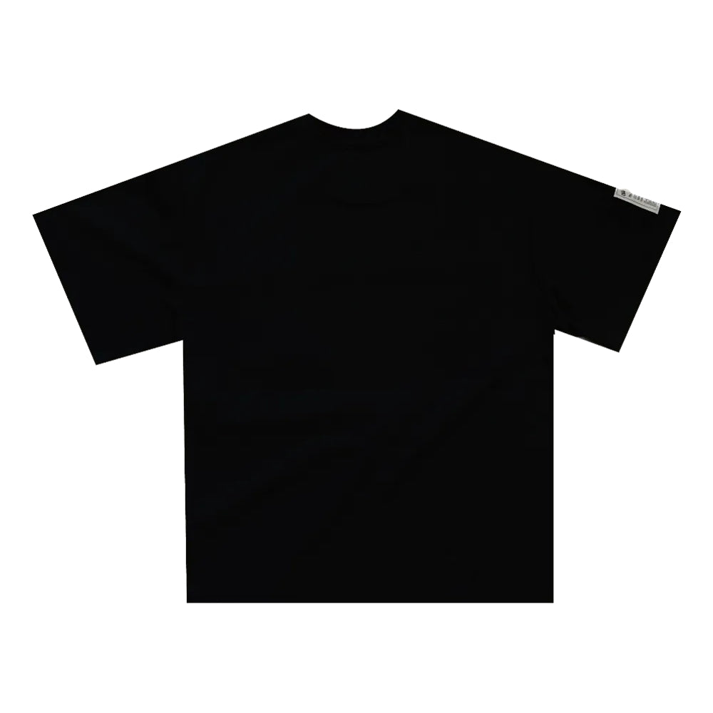 OLDISM OLD/SM® Oversized Embroidered Label Pocket T-Shirt - Black | Casual Streetwear for Men & Women | Perfect for Everyday Wear, Outings & Urban Fashion