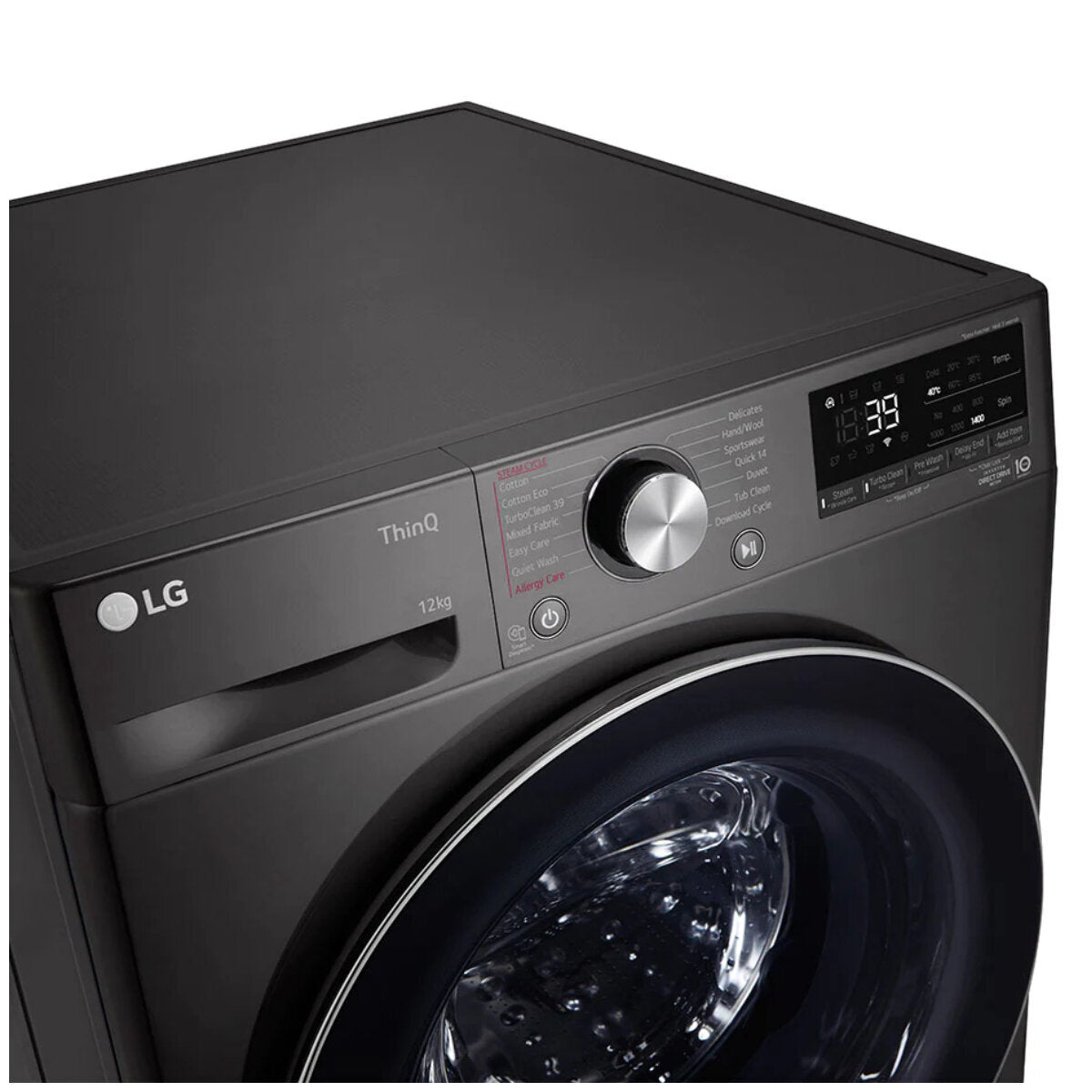 LG Series 9 12kg Front Load Washing Machine - Energy Efficient, Quiet Operation, Black (WV9 1412B) - Perfect for Large Families & Smart Home Laundry Rooms