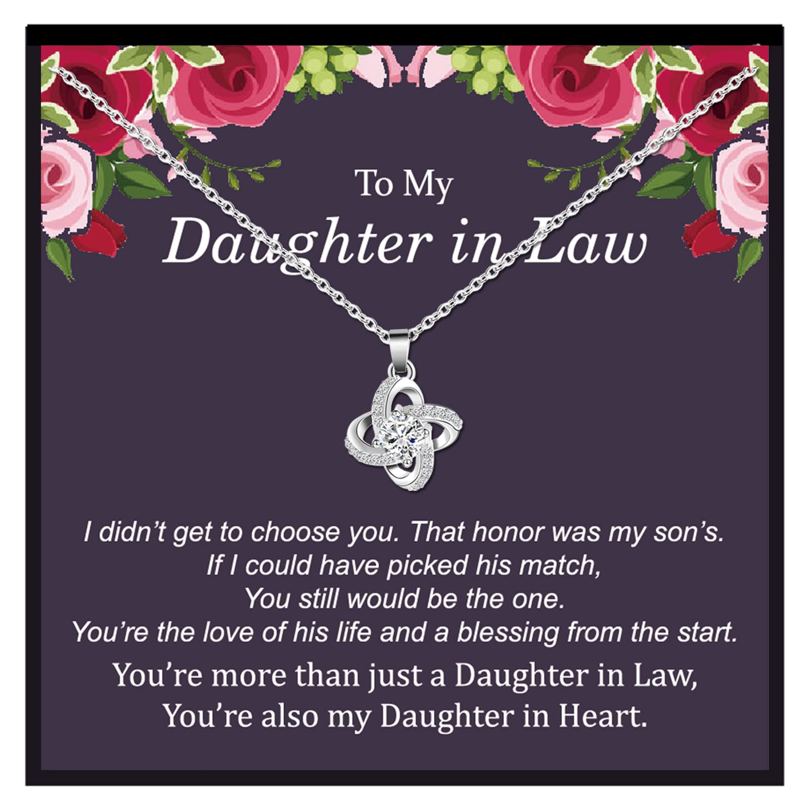 Mother-in-Law to Daughter-in-Law Love Knot Necklace - Sterling Silver Jewelry Gift for Birthday, Valentine's Day & Special Occasions | Perfect for Family Bonding, Wedding Welcomes & Heartfelt Moments
