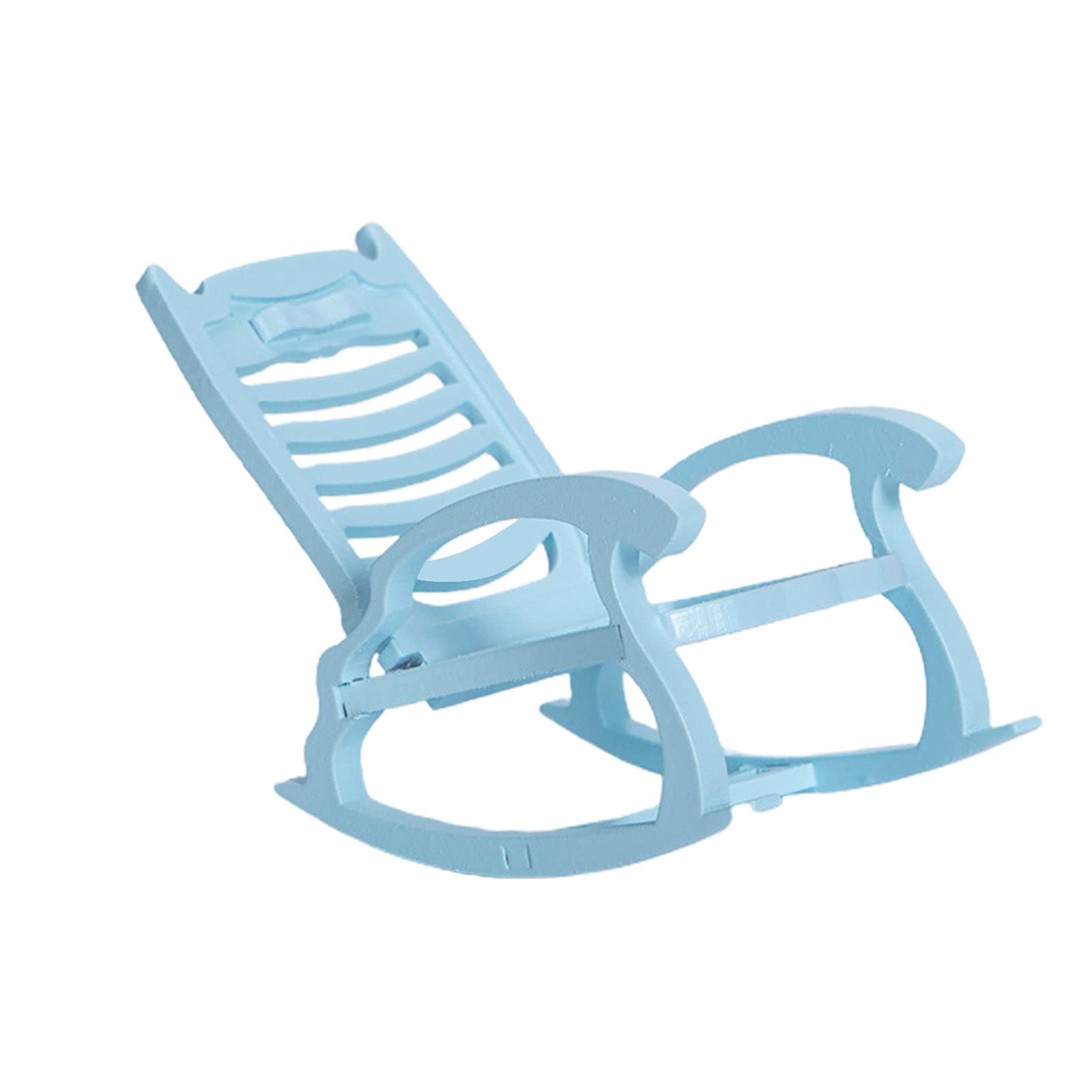 1/12 Scale Mini Wooden Rocking Chair Model - DIY Dollhouse Décor for CactusAngui Doll House, Blue | Perfect for Dollhouse Scenes, Miniature Displays & Collectible Room Decoration