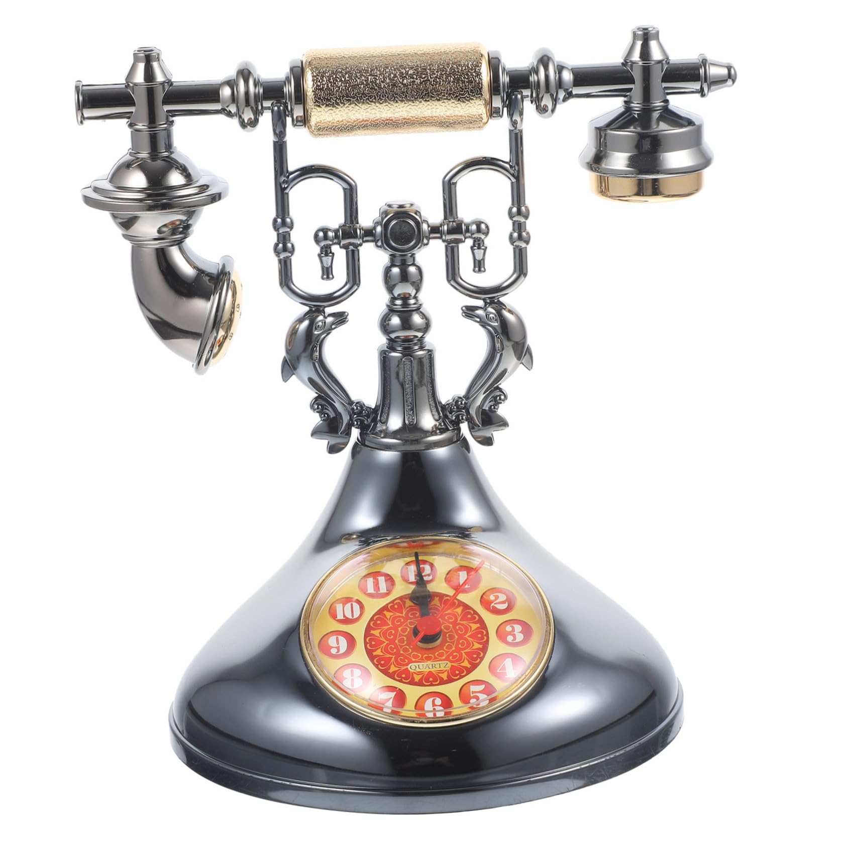 Vintage Rotary Dial Phone with Cord - Retro Antique Telephone Clock, Functional Table Alarm Clock with Rotating Buttons - Perfect for Home Decor, Themed Parties, and Nostalgic Gift Ideas