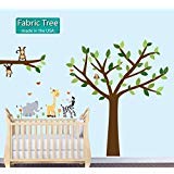 Fabric Safari Pride Jungle Tree Wall Decals - Green Leaf Jungle Stickers for Kids Room & Nursery Decor | Perfect for Jungle Theme Parties & Wildlife Bedroom Design