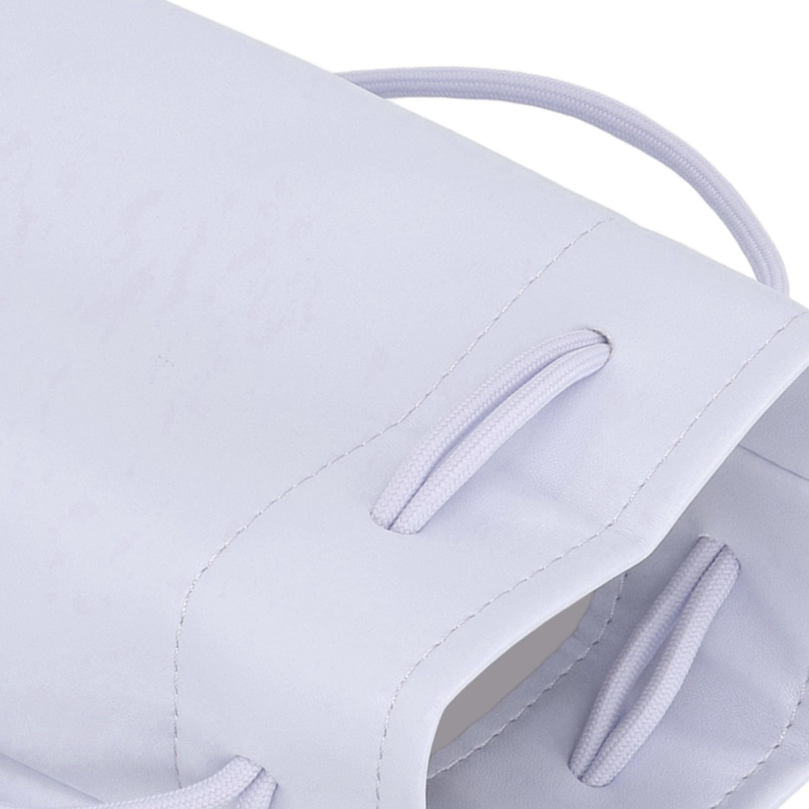 PU Leather Camera Drawstring Bag for Instant Film Printers & Mirrorless Digital Cameras - Waterproof Camera Storage Organizer Pouch (White) - Perfect for Travel, Hiking & Photography Enthusiasts