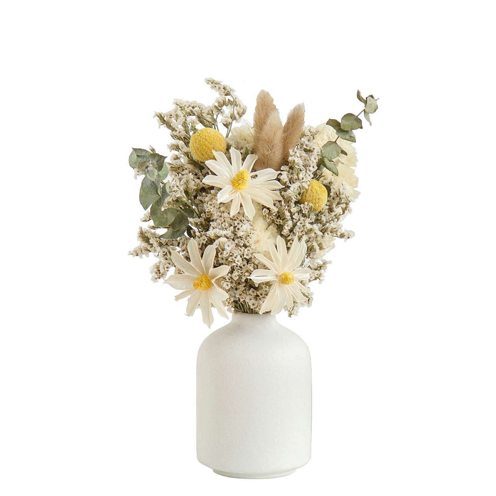 White Ceramic Vase for Home Decor - Elegant Dried Flower Vase & Living Room Centerpiece - Perfect for Flower Arrangements, Interior Design, and Photography Props | Ideal for Weddings, Dining Tables, and Modern Home Styling