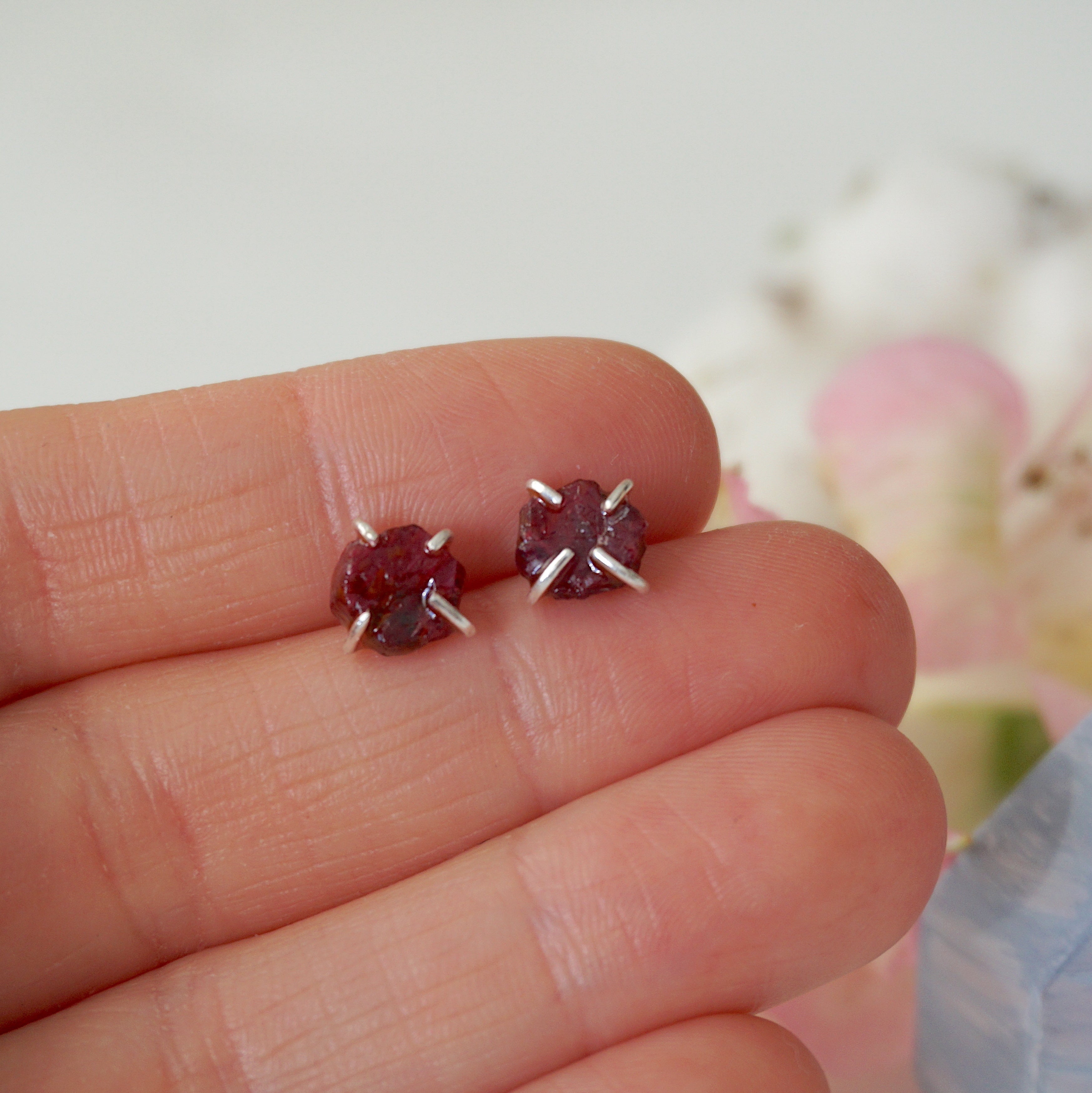 Pink Ruby Huggie Stud Earrings - Sterling Silver Jewelry for Women | Perfect for Everyday Wear, Date Nights & Special Occasions