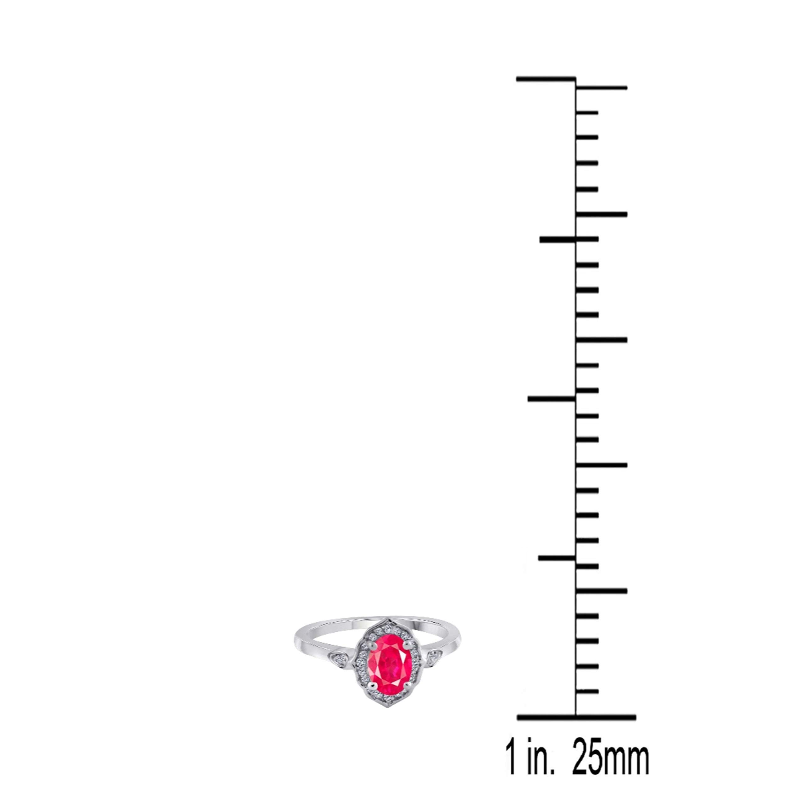 0.85 Carat Oval Created Ruby & Diamond Ring in 10K Rose/White/Yellow Gold - Elegant Valentine's Day Gift for Her, Anniversary Jewelry, Engagement Ring Alternative, Wedding Band for Women