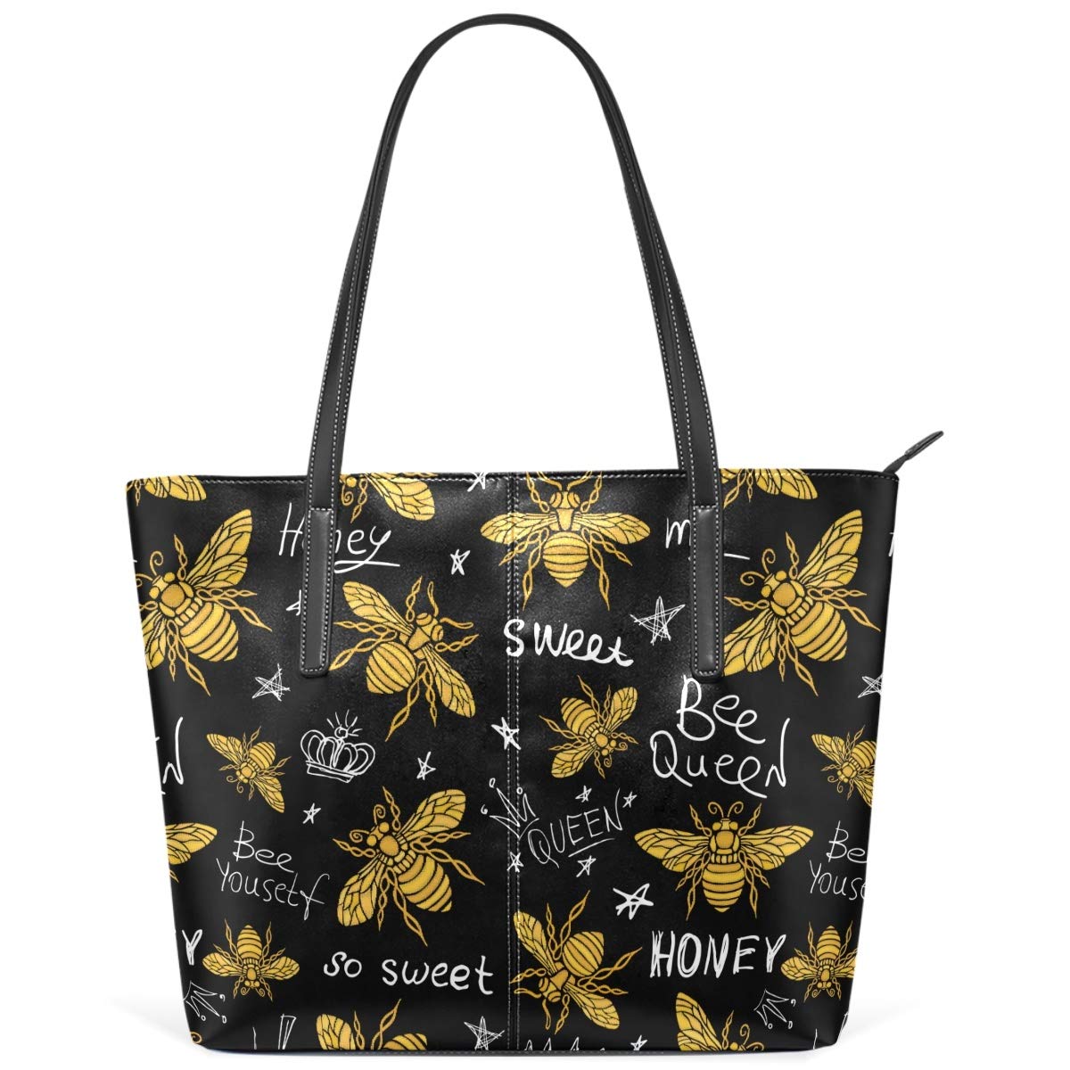 Stylish Golden Bee Tote Bag for Women - Large Capacity PU Leather Shoulder Handbag - Perfect for Work, Travel, Shopping & Daily Use