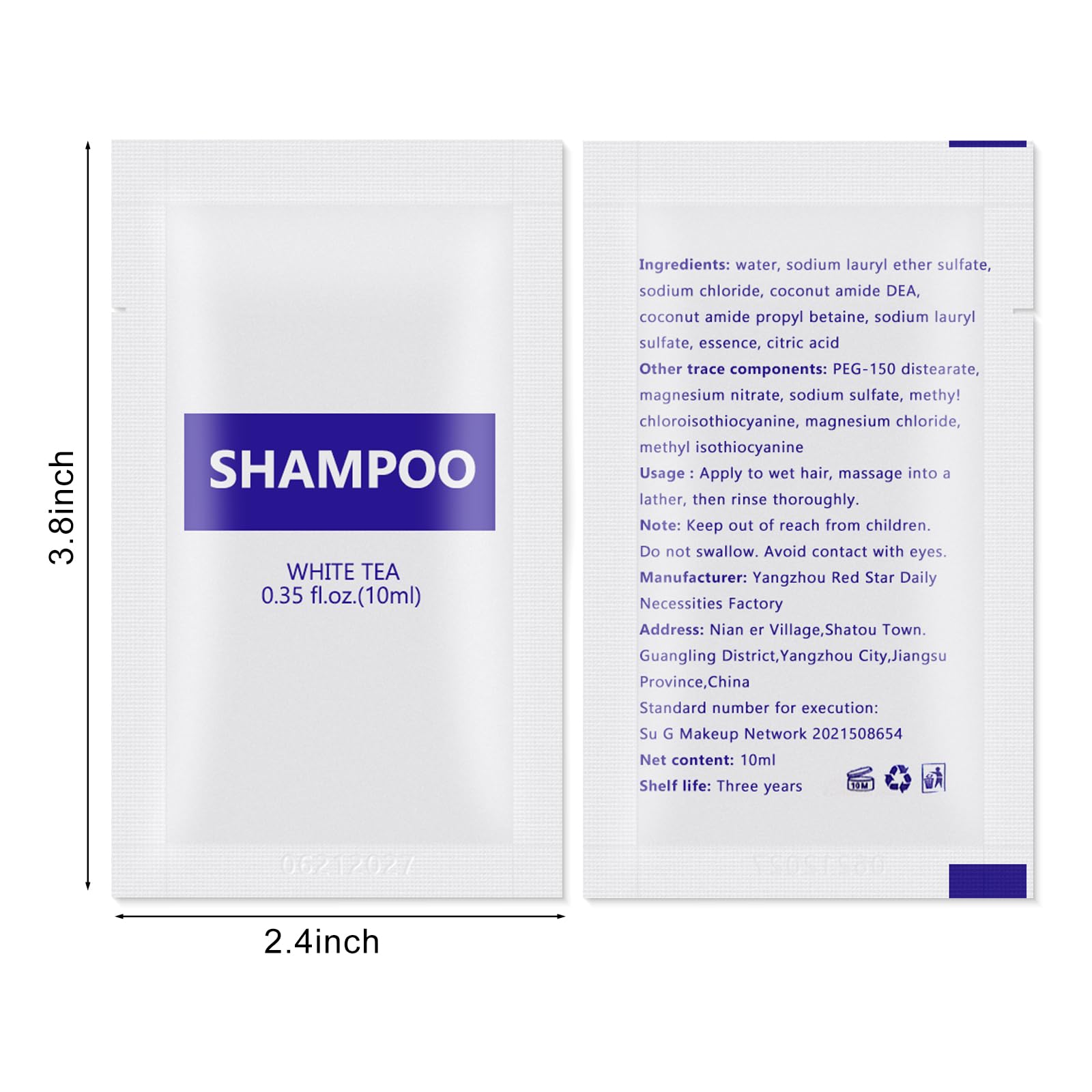 200-Pack 0.35 fl oz/10ml Travel-Size Shampoo & Body Wash Bulk Bundle - Individually Wrapped, White Tea Scent | Perfect for Hotels, Gyms, Travel Kits & Sample Giveaways