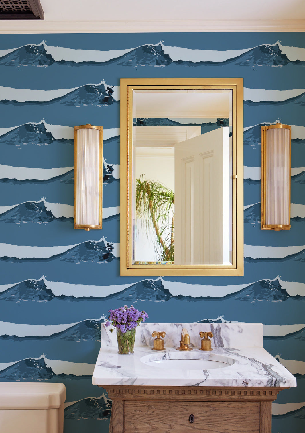 Janet Rides' Wallpaper by Lingua Franca | Deep Sea Underwater Theme | Premium Peel & Stick Wallpaper for Bedroom, Living Room & Nursery Decor