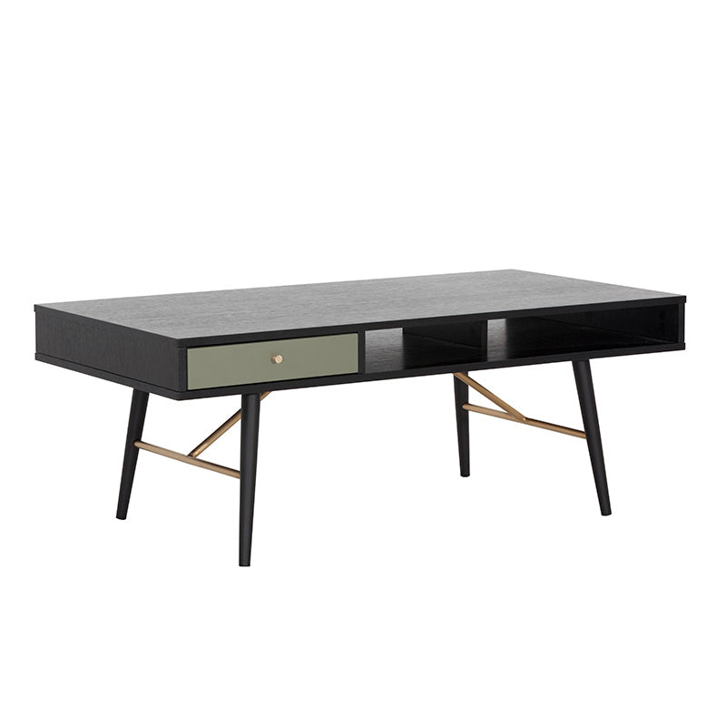 OMARI 117cm Black & Green Oak Coffee Table - Modern Living Room Furniture for Home Decor & Relaxation