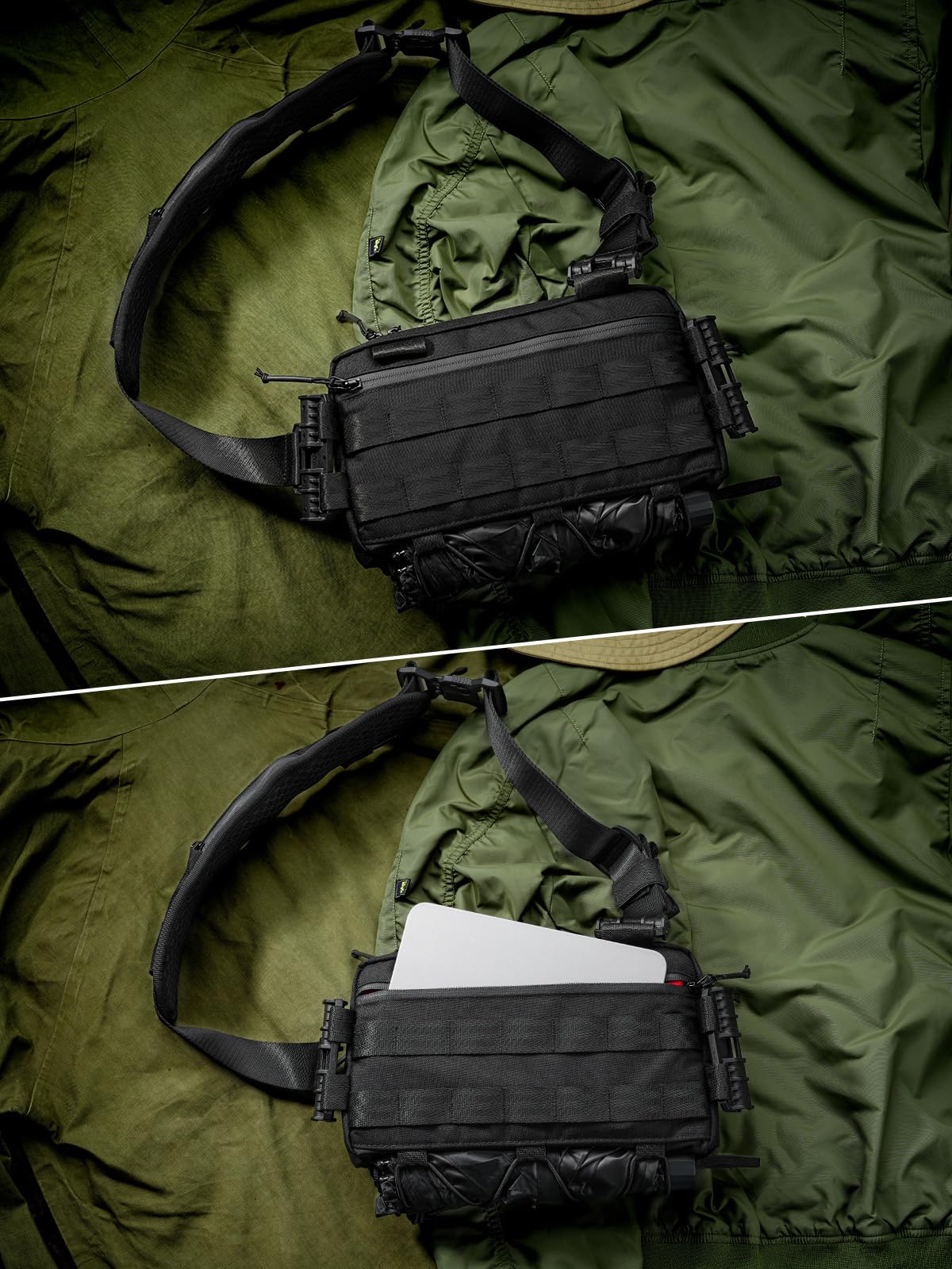 EDC Modular Sling Bag - Lightweight Crossbody Shoulder Bag for Men & Women | Durable CORDURA Black Chest Pack | Perfect for Travel, Hiking, Outdoor Sports & Everyday Carry | Compact Daypack for Work, Gym & Urban Adventures