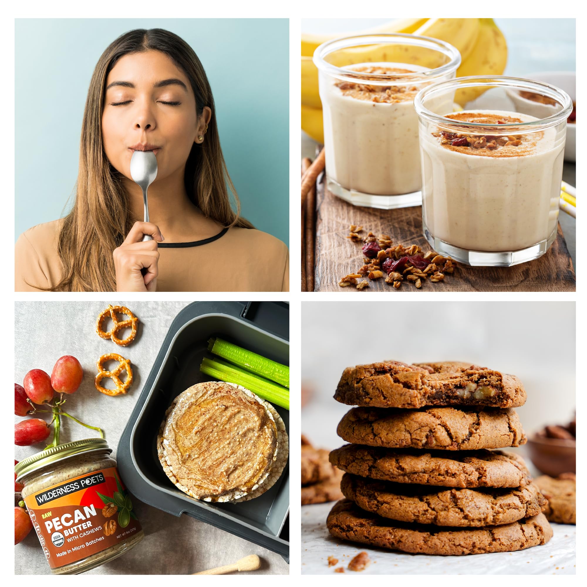 Organic Raw Pecan Butter in Bulk - 64oz (4lb) Half Gallon Glass Jar - Wilderness Poets - Perfect for Smoothies, Baking & Healthy Snacks