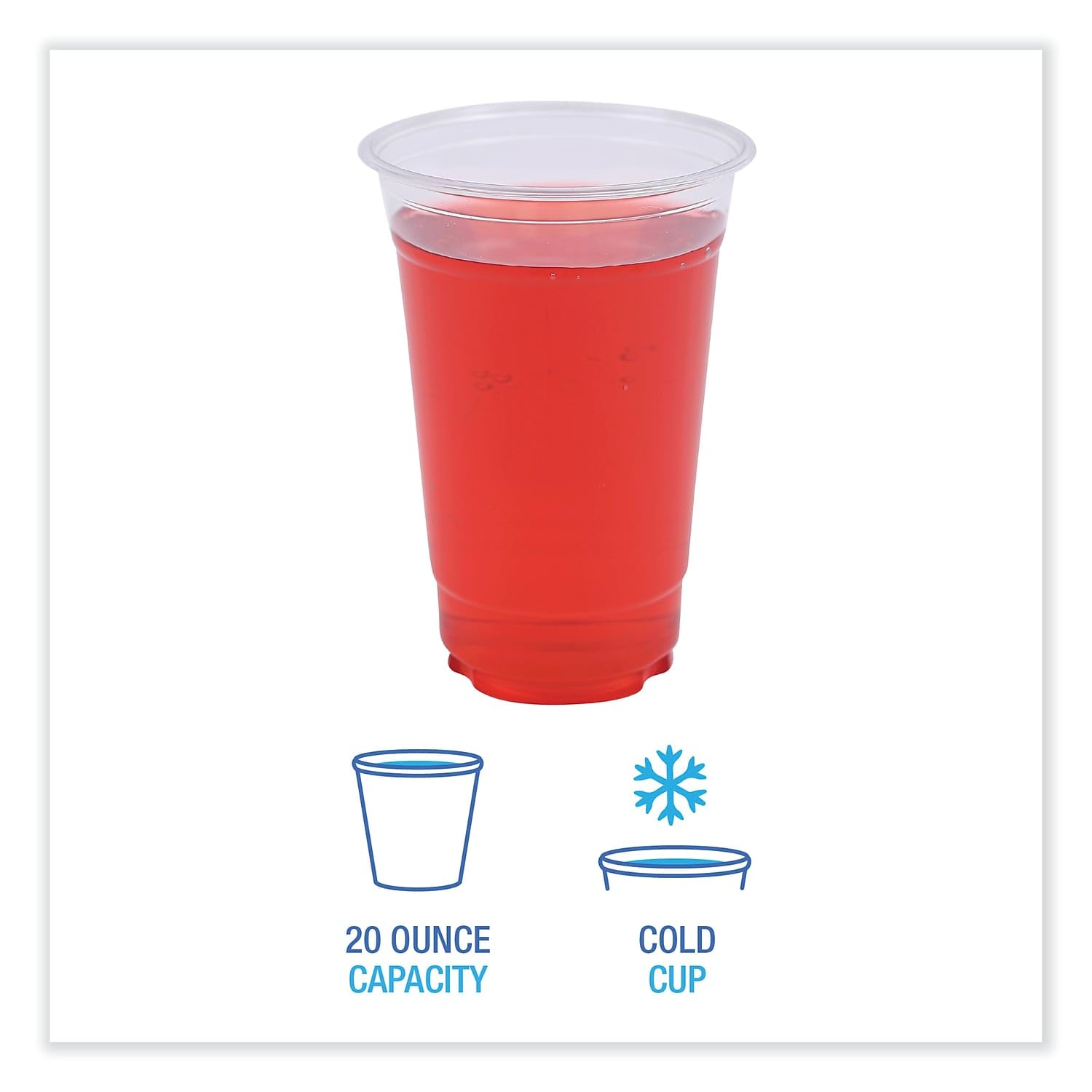 Boardwalk PET20 Clear Plastic Cold Cups - 20 oz Disposable PET Drinkware, 1000 Count Bulk Pack - Perfect for Parties, Restaurants, and Outdoor Events