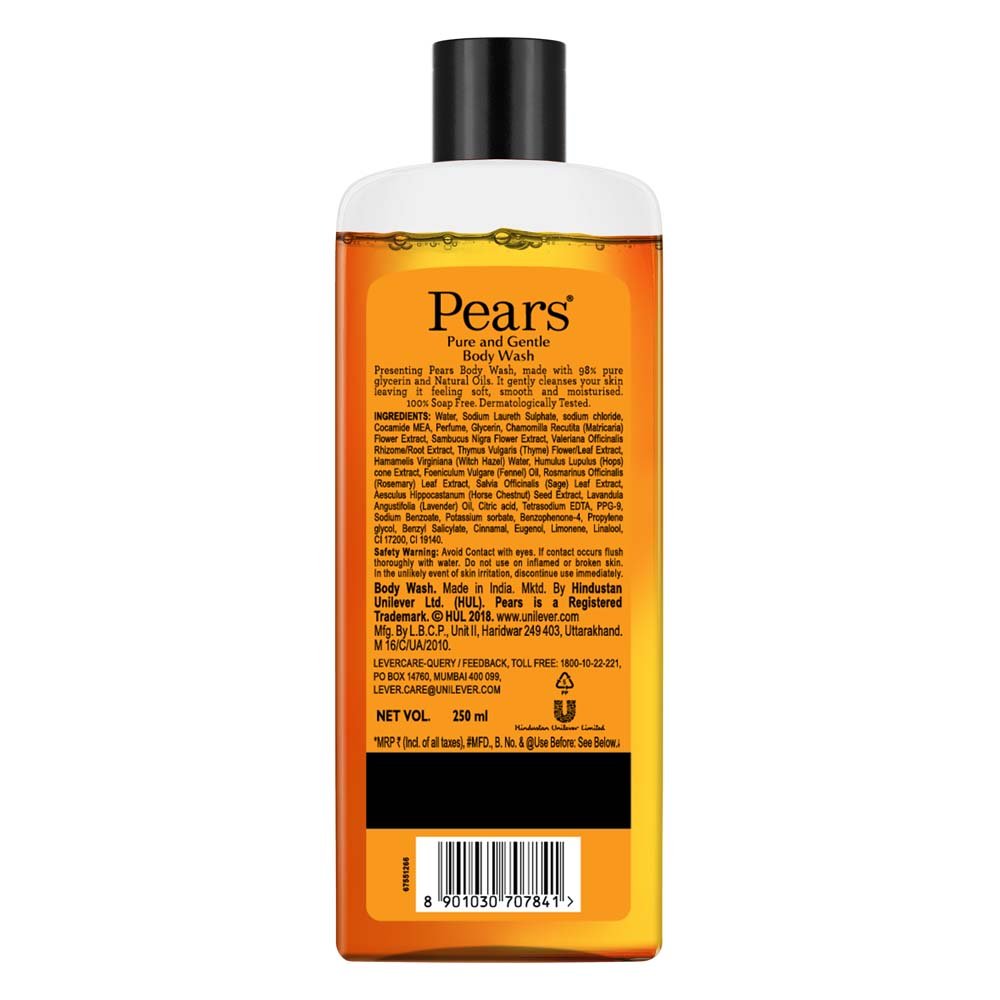 Pears Pure & Gentle Body Wash for Sensitive Skin - 250ml | Moisturizing & Hypoallergenic Cleanser for Daily Shower & Bath | Ideal for Dry Skin Care Routine