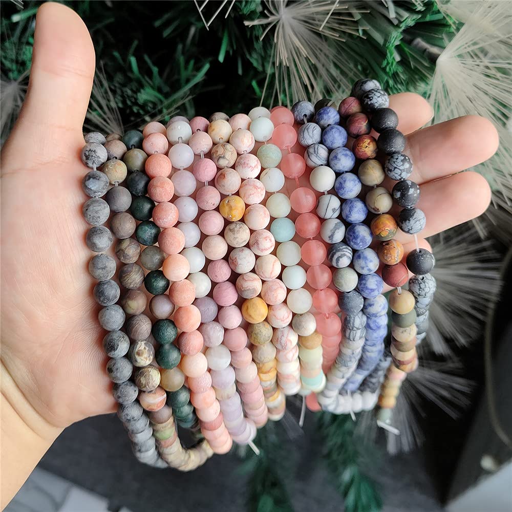 Matte Natural Stone Lilac Round Loose Beads 4-12mm for Jewelry Making, DIY Bracelets, Necklaces - Frosted Mineral Beads (10mm, 38Pcs) - Perfect for Boho, Handmade & Craft Projects
