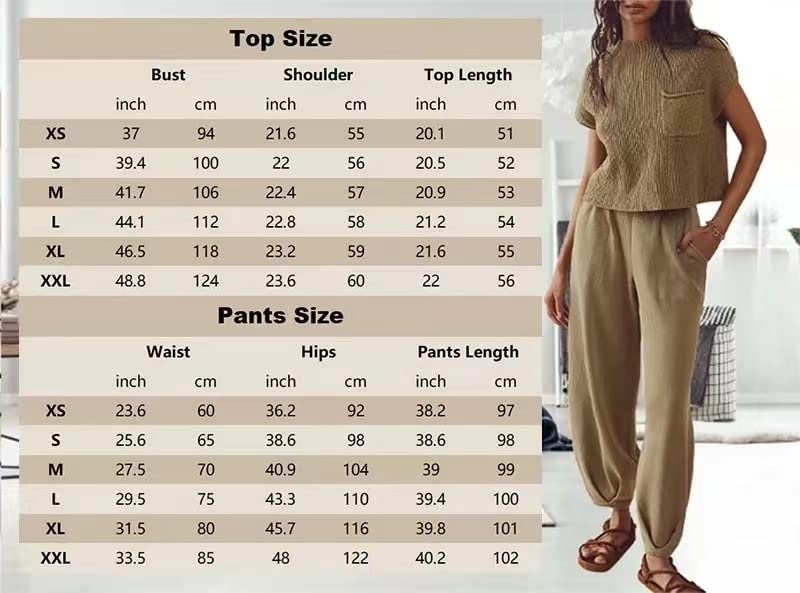 ERMODA Women's Knit Sweater & High Waisted Pants Lounge Set - Soft Two Piece Outfit for Casual Wear, Loungewear & Home Comfort