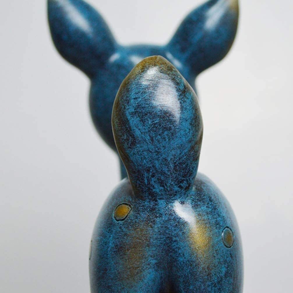 Blue Reindeer Lovers Statue Set - 2PCS Resin Animal Sculpture for Tabletop, Home Decor, Wedding Gift & Art Collection | Perfect for Christmas Decor, Couples Gifts, and Desktop Display