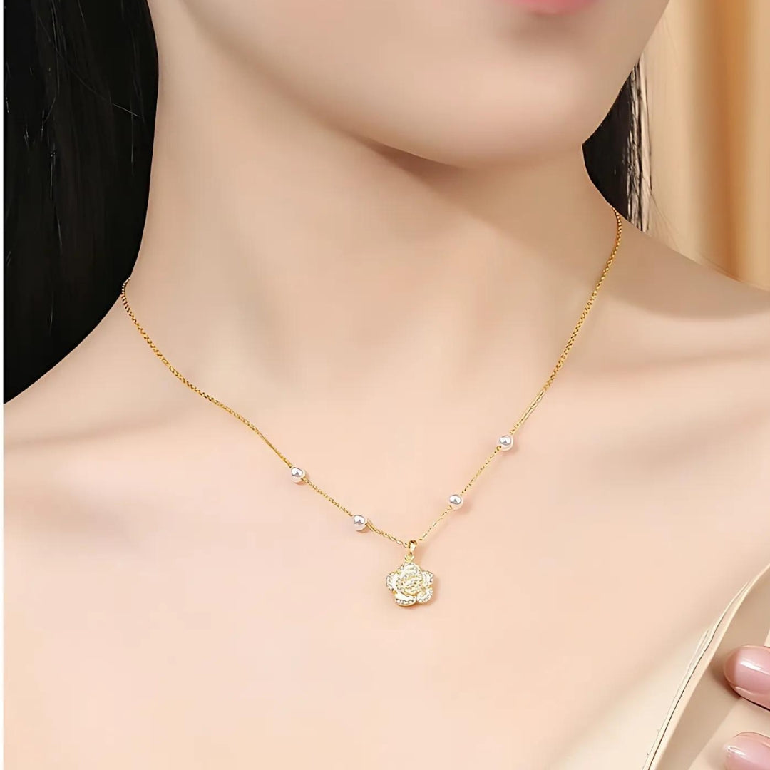 Elegant Classic Pearl Flower Pendant Chain Necklace for Women | HN2739 | Perfect for Weddings, Parties & Special Occasions