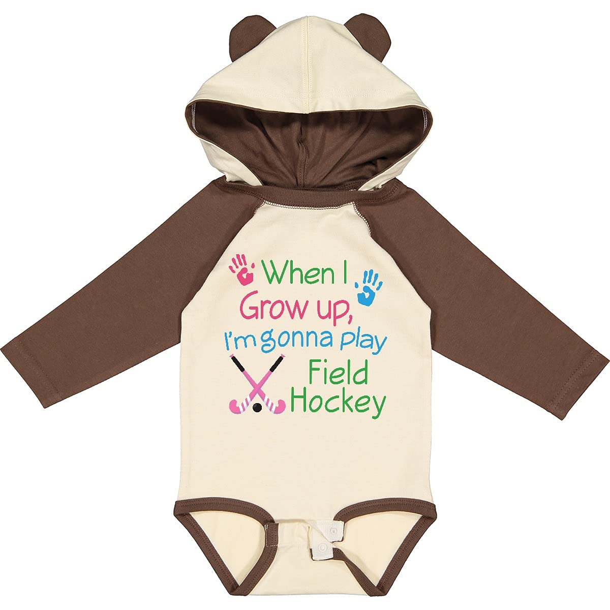 Inktastic Future Field Hockey Player Long Sleeve Baby Bodysuit - Soft Cotton Creeper for Newborns & Infants - Perfect for Sports Fans, Team Spirit & Playtime