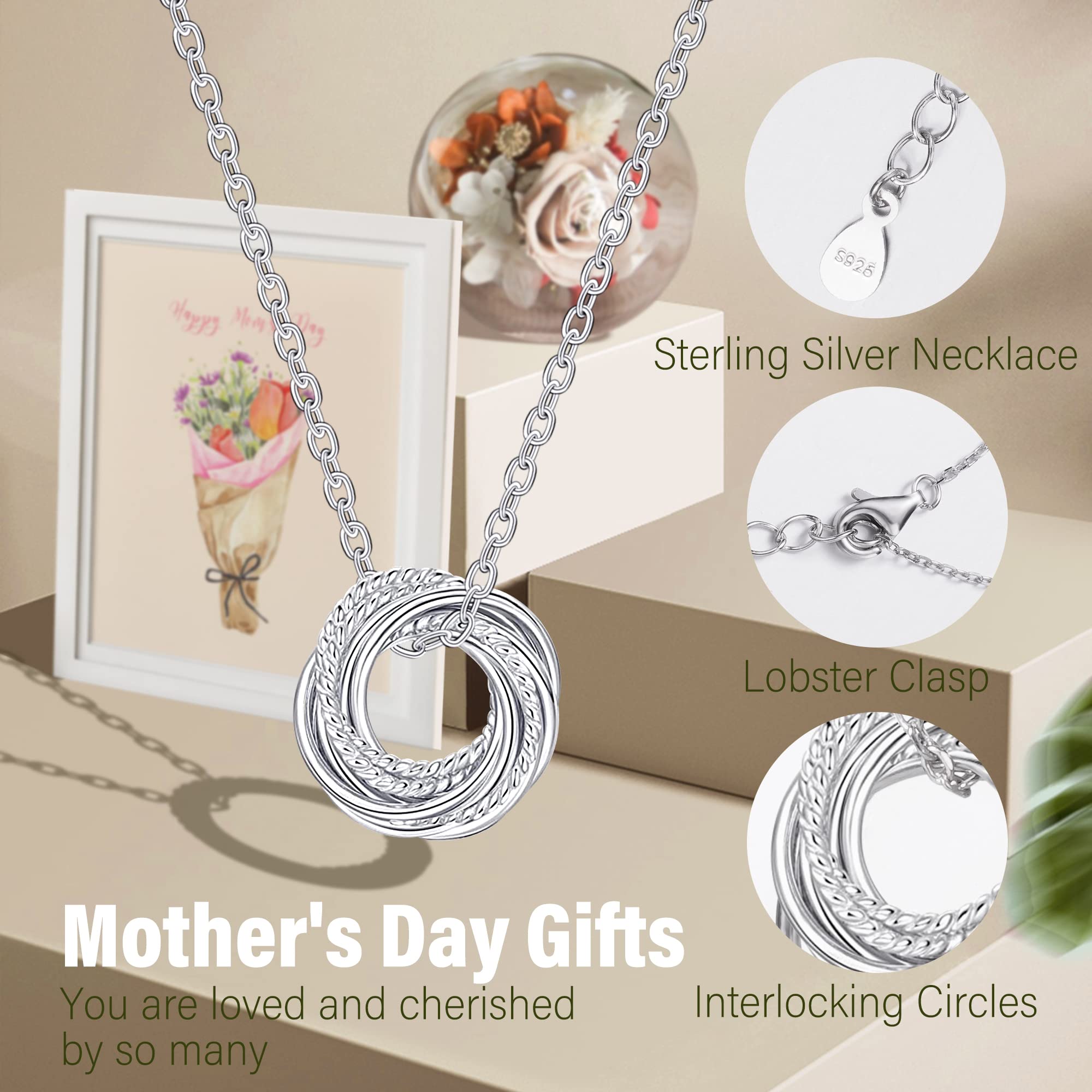 JSJOY Sterling Silver Circle Necklace - Elegant Birthday Gift for Women (30th, 40th, 50th, 60th, 70th, 80th, 90th) | S925 Jewelry for Anniversary & Milestone Celebrations | Perfect for Parties, Special Occasions & Everyday Wear