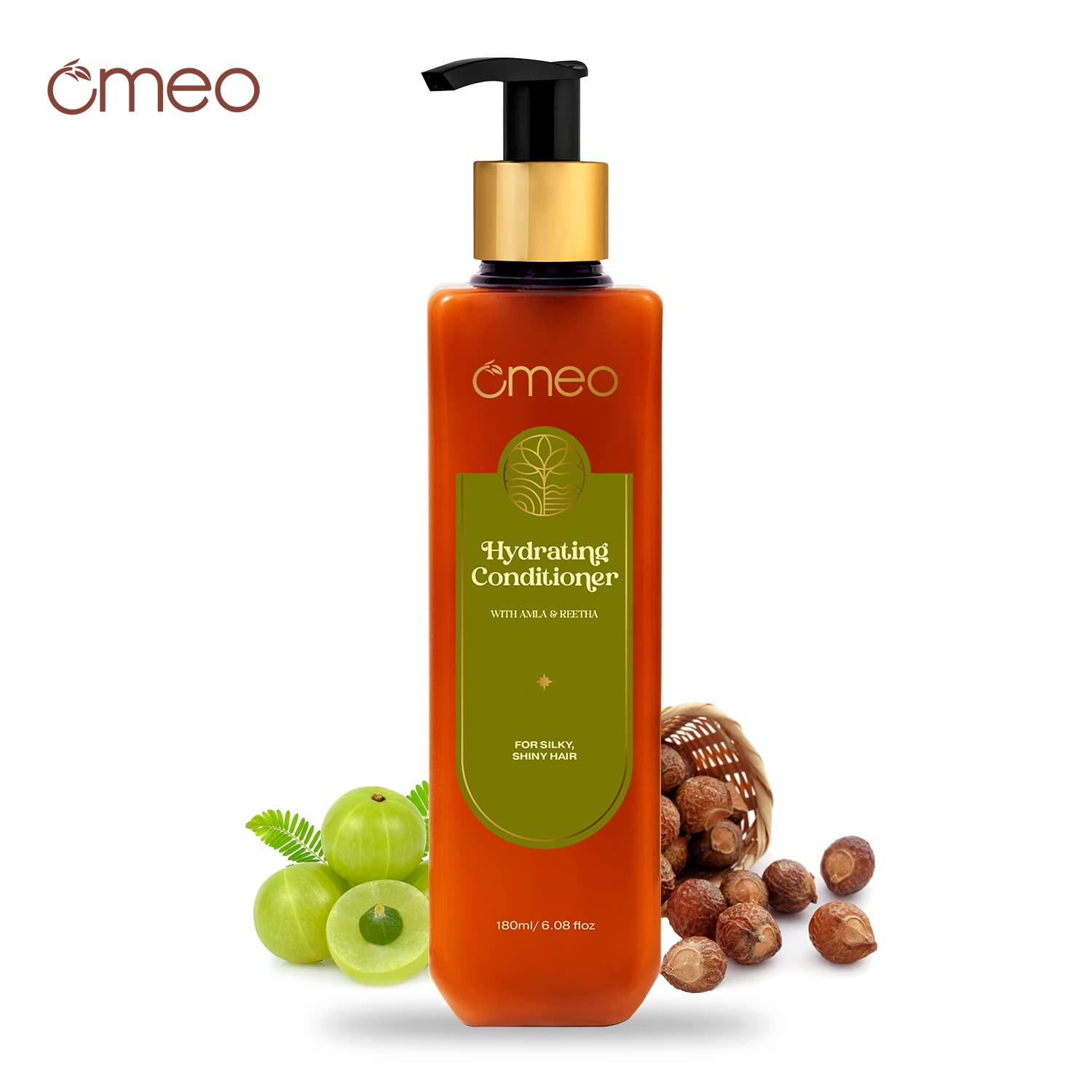 Omeo Hydrating Hair Conditioner with Reetha & Amla Extracts - Deep Cleansing, Strengthening & Nourishing Formula | Reduces Combing Damage for Men & Women (180ml) | Perfect for Dry, Damaged Hair & Daily Hair Care Routine