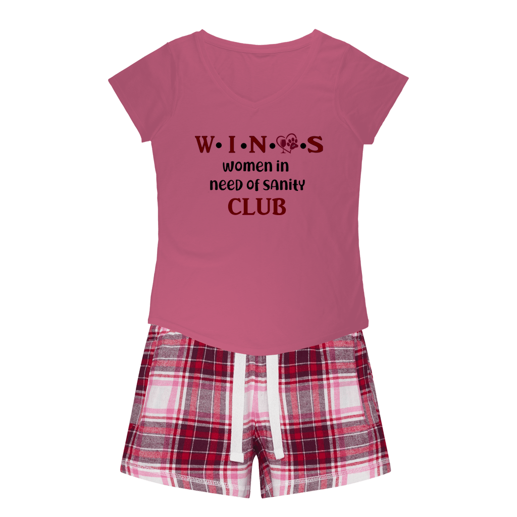Wine Lovers Club Cozy Sleep Tee & Flannel Shorts for Women - Perfect for Girls Night In, Wine Tasting & Relaxing at Home