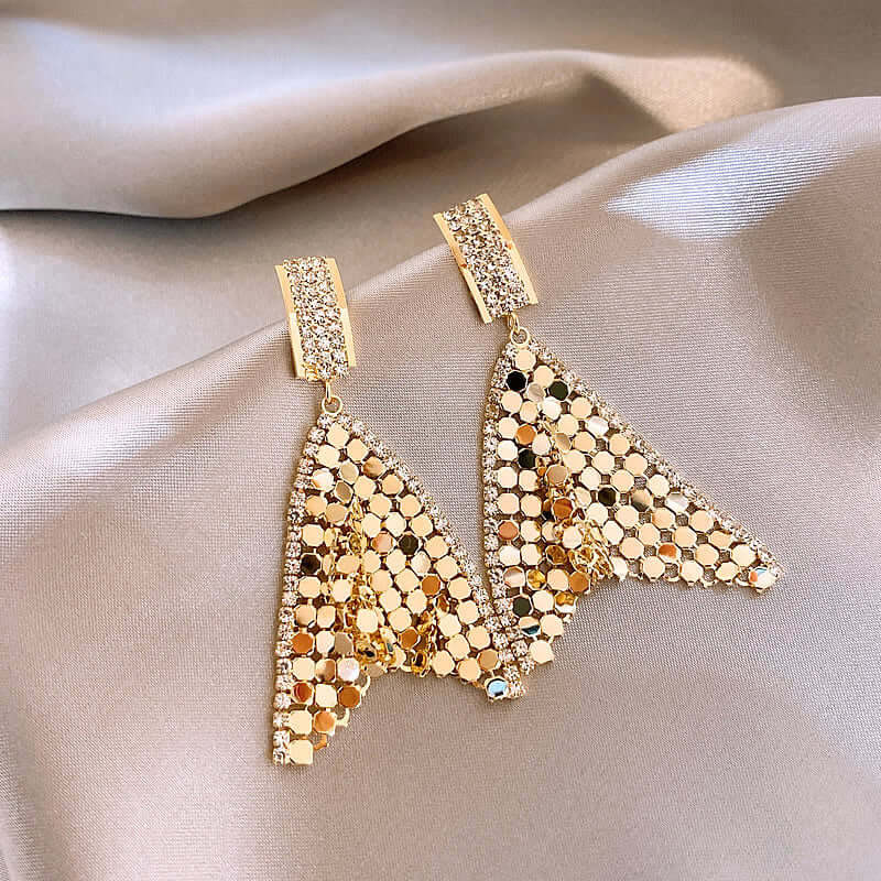 2 Way Bling Sequin Fish Tail Tassel Earrings for Women | HE7994 | Fashion Jewelry for Party, Wedding & Special Occasions